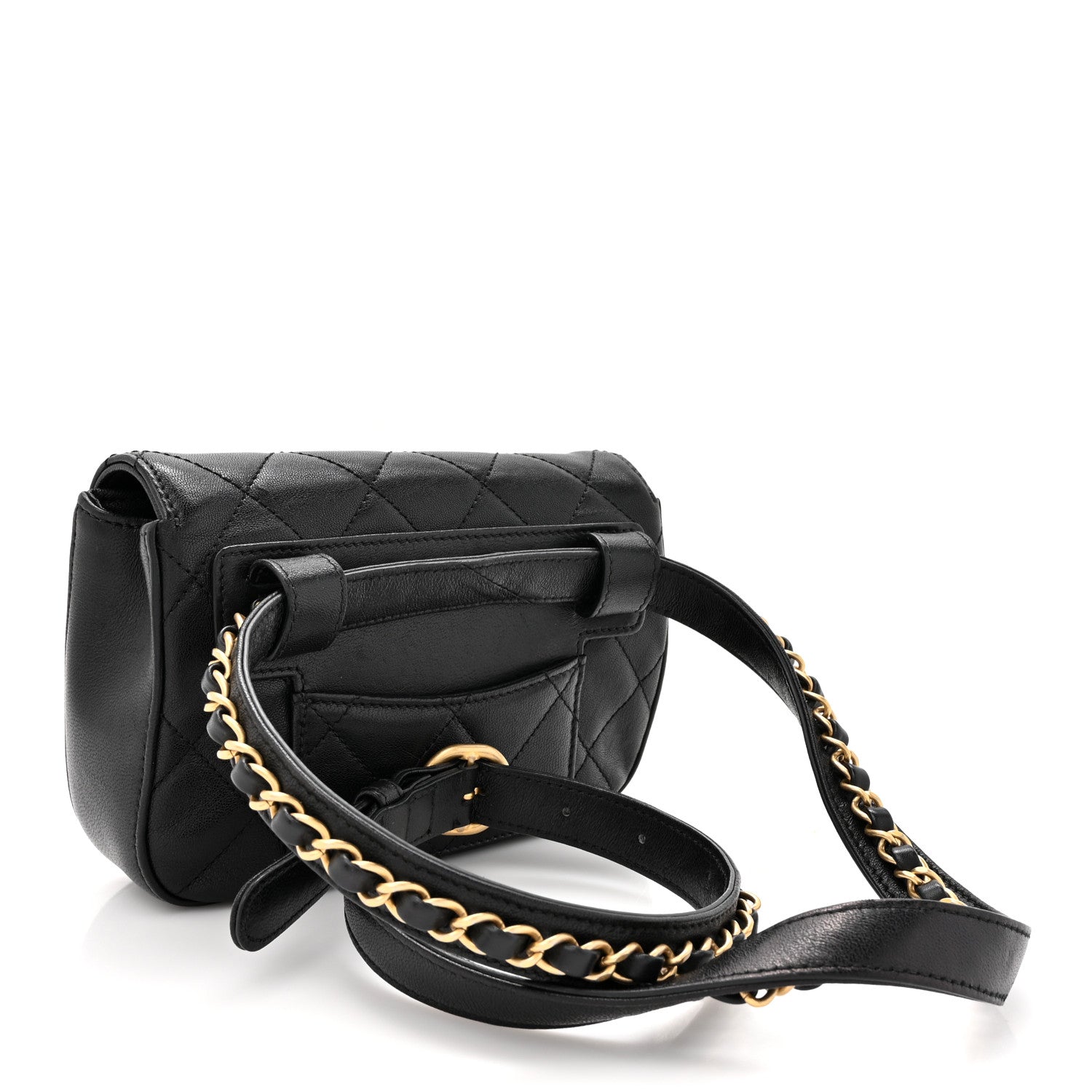 Chanel Lambskin Quilted Chain Infinity Waist Belt Bag Black 3 of 10