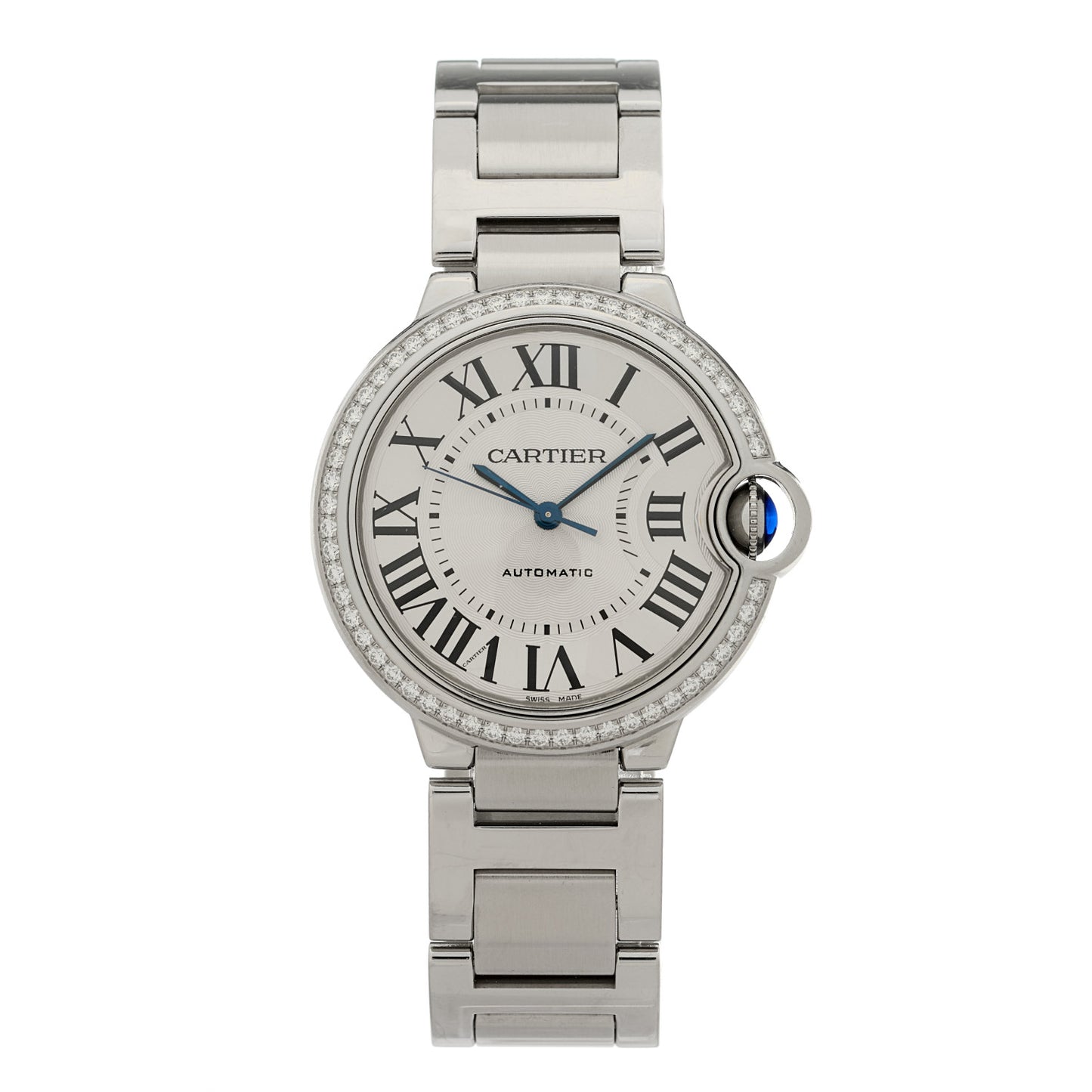 Stainless Steel Diamond Bezel 36mm Ballon Bleu De Cartier Automatic Watch