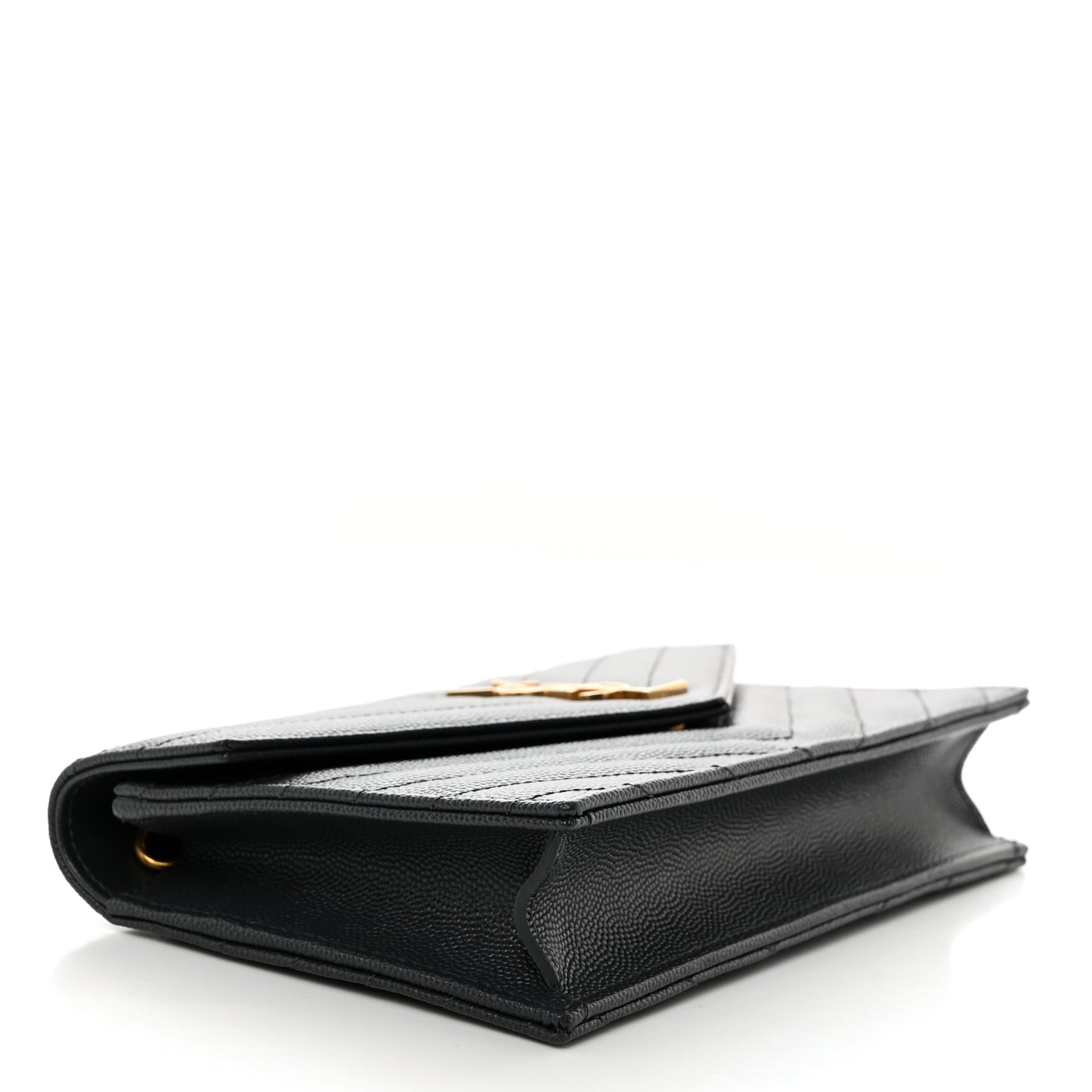 Grain De Poudre Matelasse Chevron Monogram Envelope Chain Wallet Dark Smog
