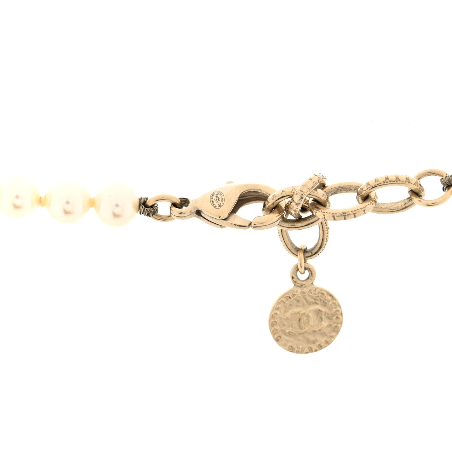 Pearl CC 100th Anniversary Necklace Light Gold