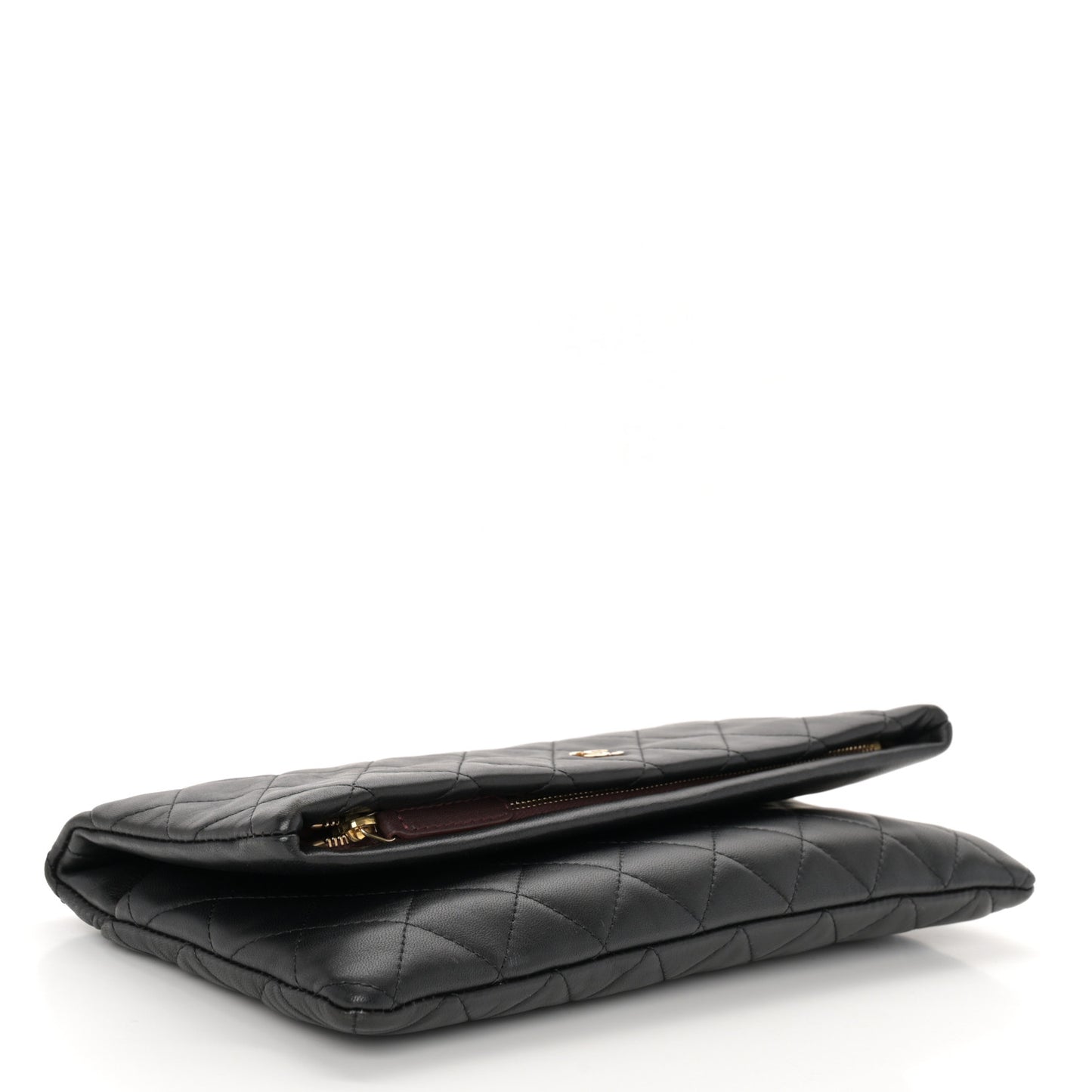 Lambskin Quilted CC Beauty Clutch Black
