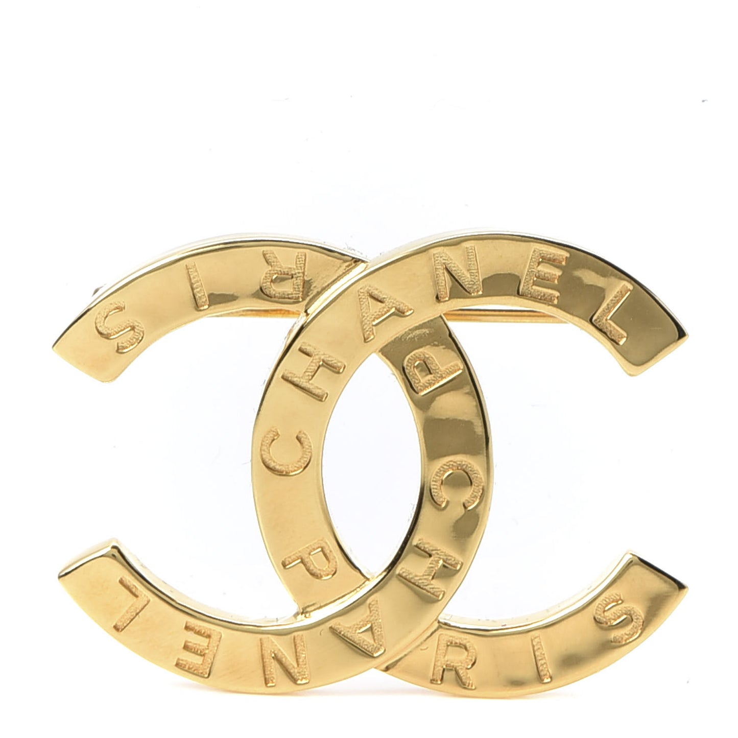 Metal Paris Button CC Brooch Gold