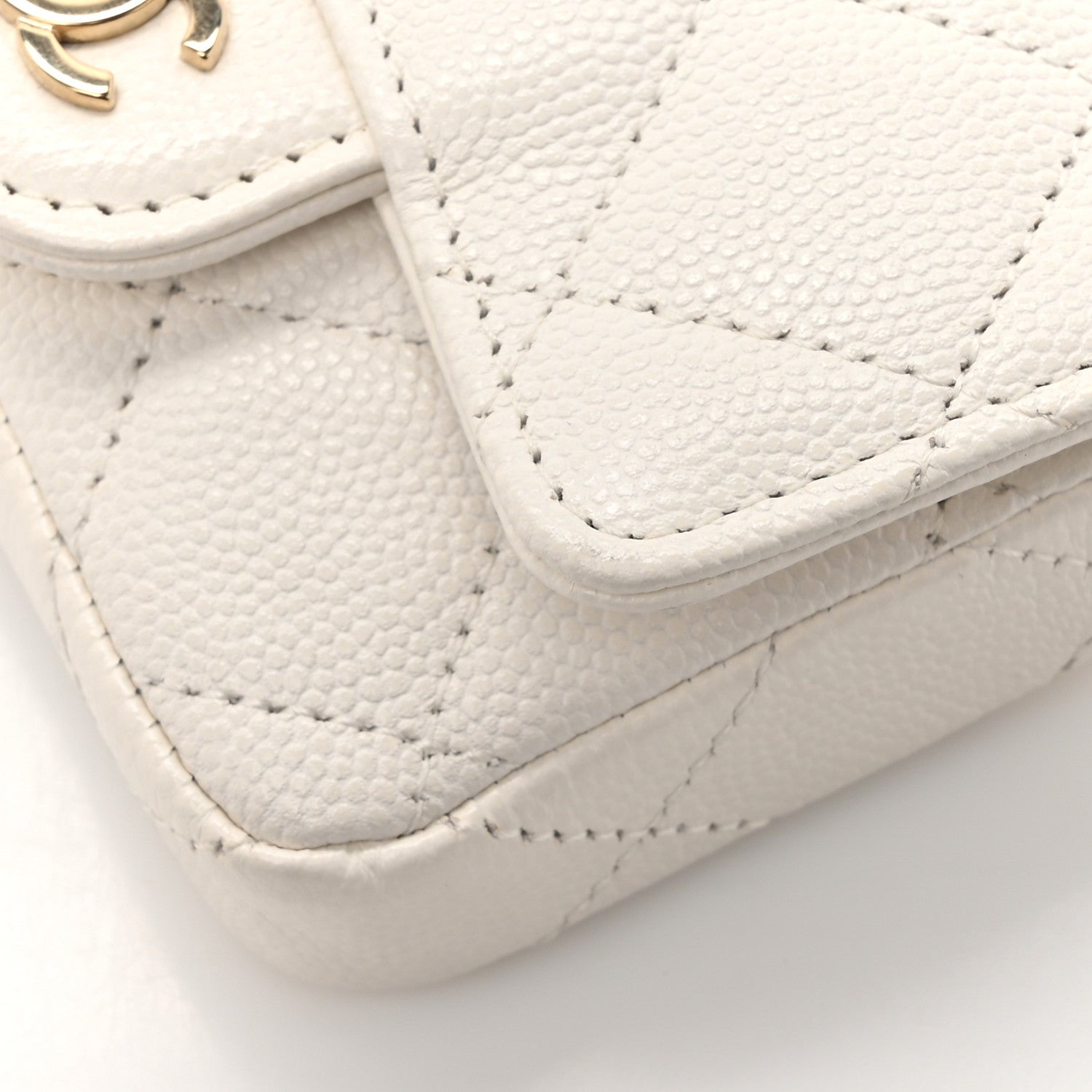 Chanel Caviar Quilted Mini Chain Belt Bag White 12 of 14