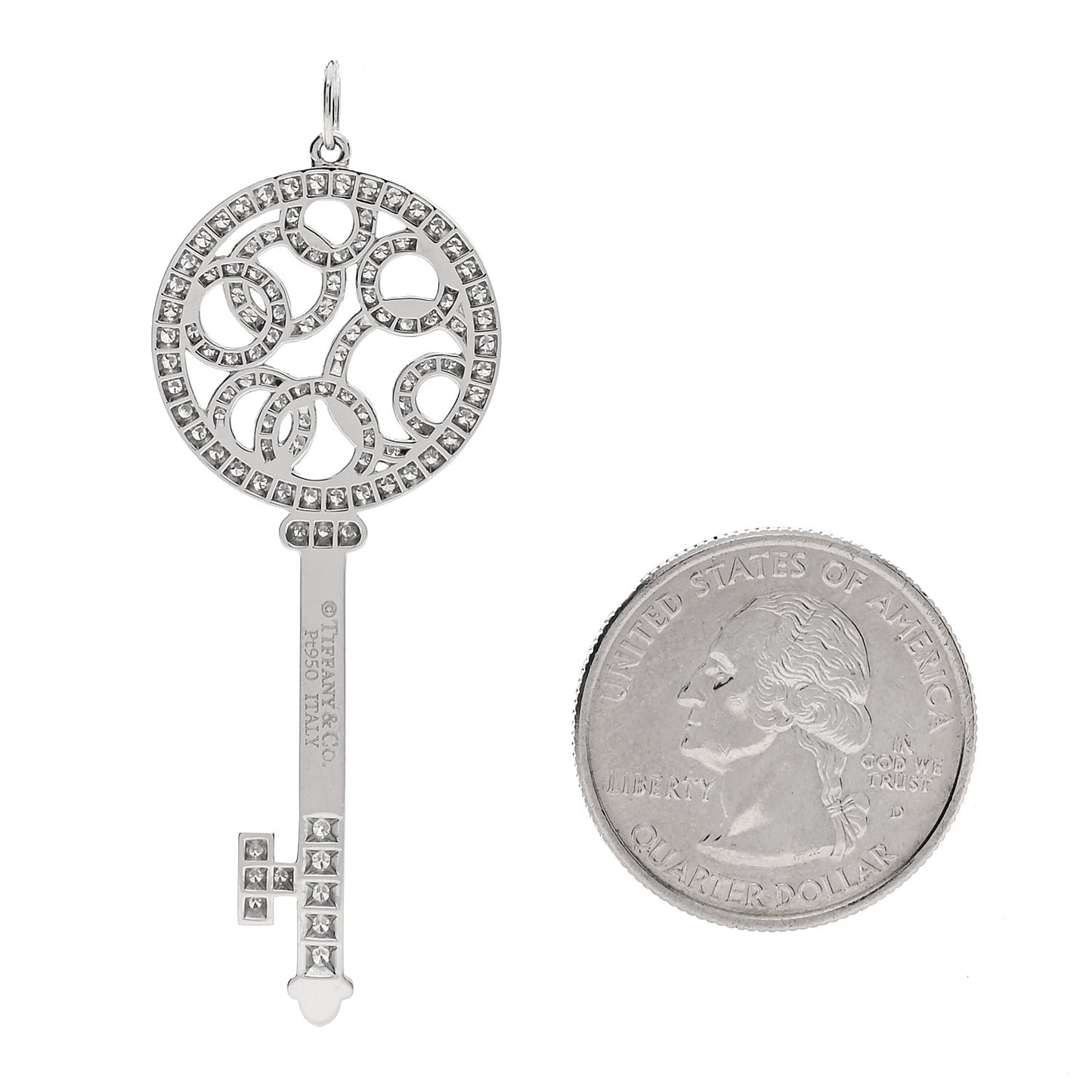 Platinum Diamond Bubbles Key Pendant