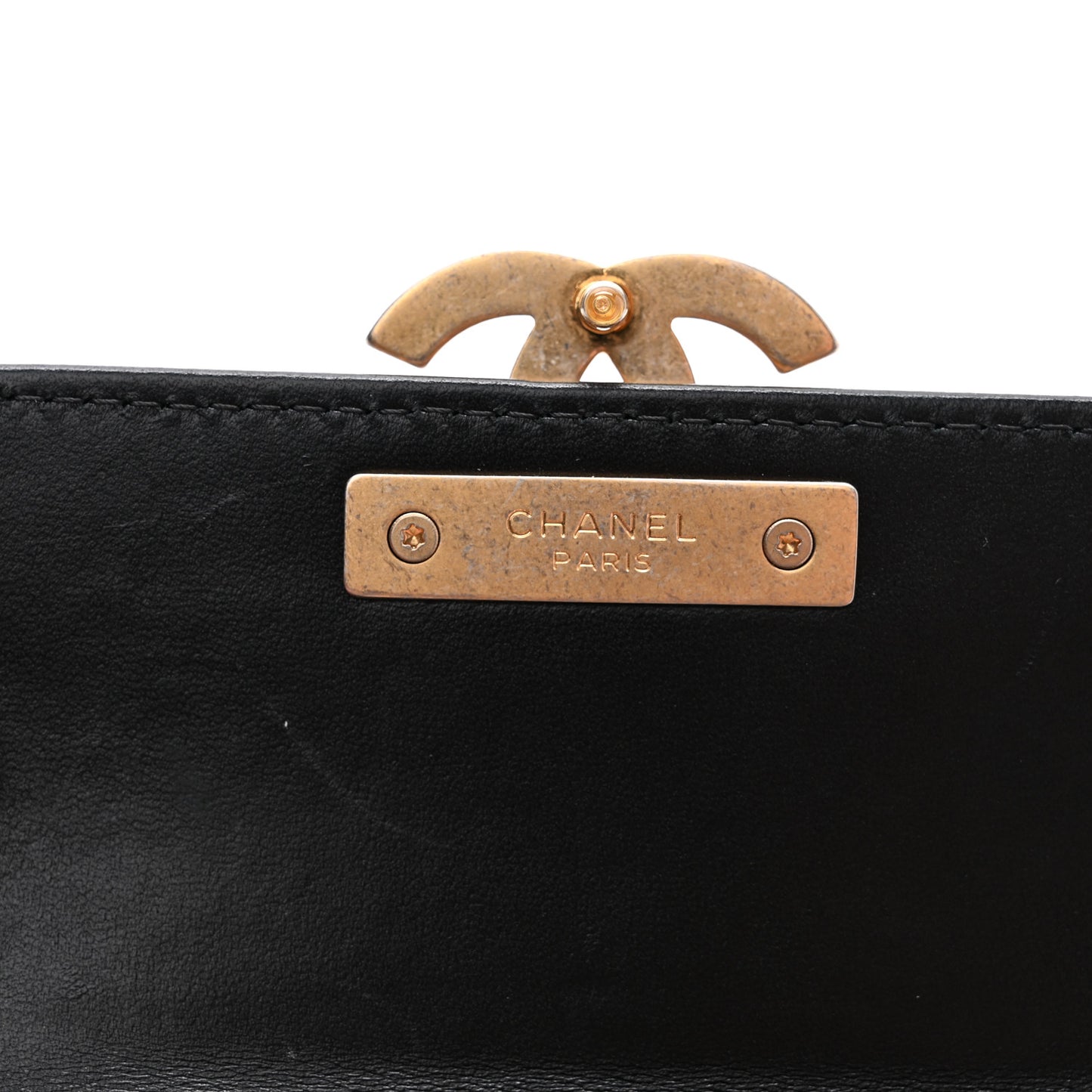 Lambskin Quilted CC Chic Flap Card Holder Black Gold