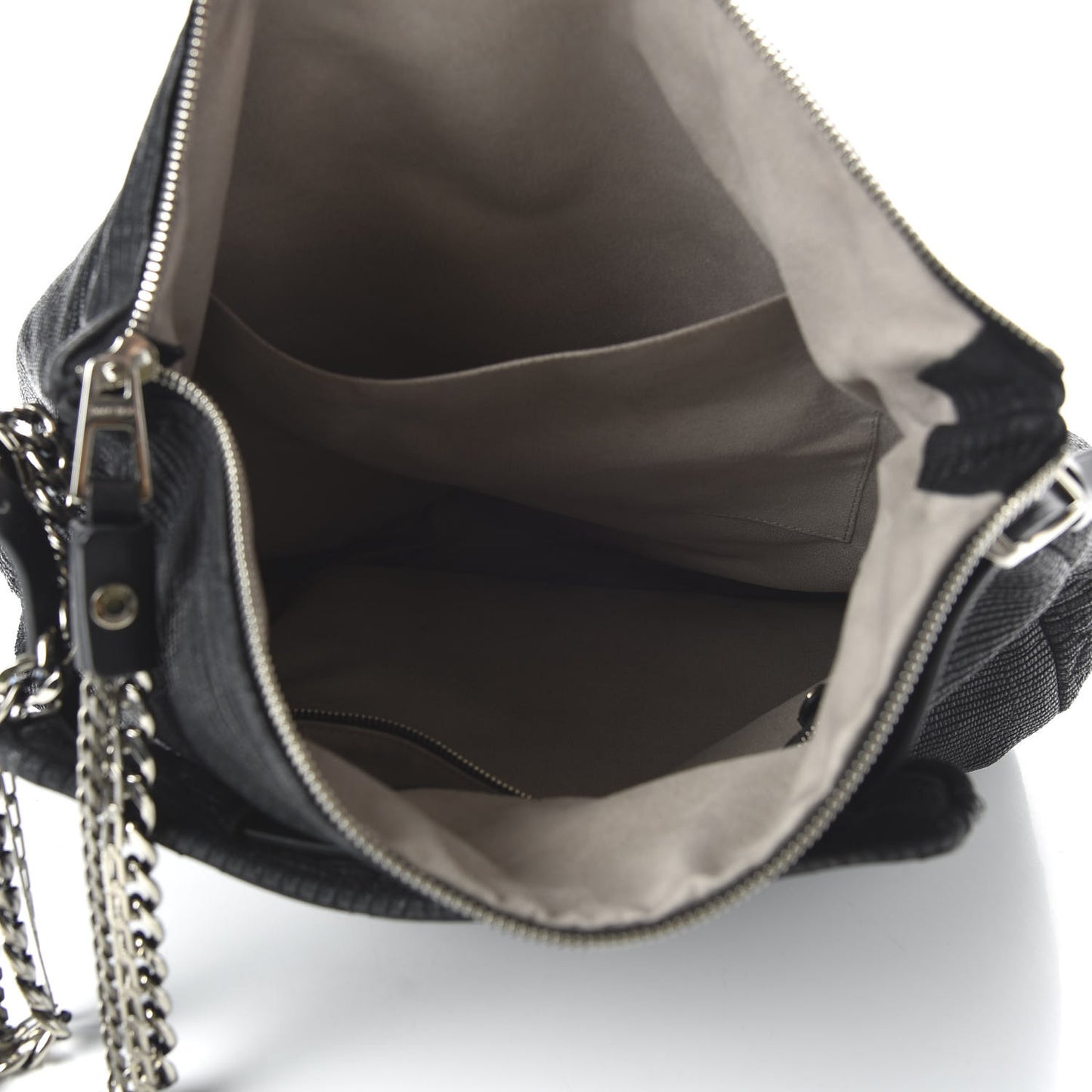 Lizard Embossed Large Boho Biker Hobo Black