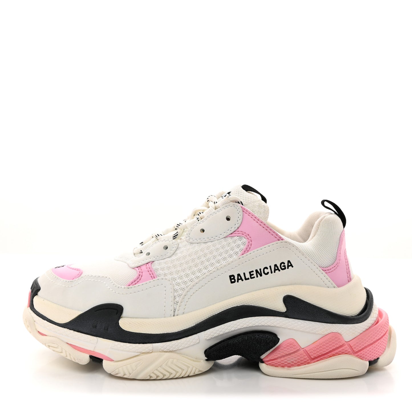 Fabric Mesh Washed Effect Womens Triple S Sneakers 39 Pink White Black