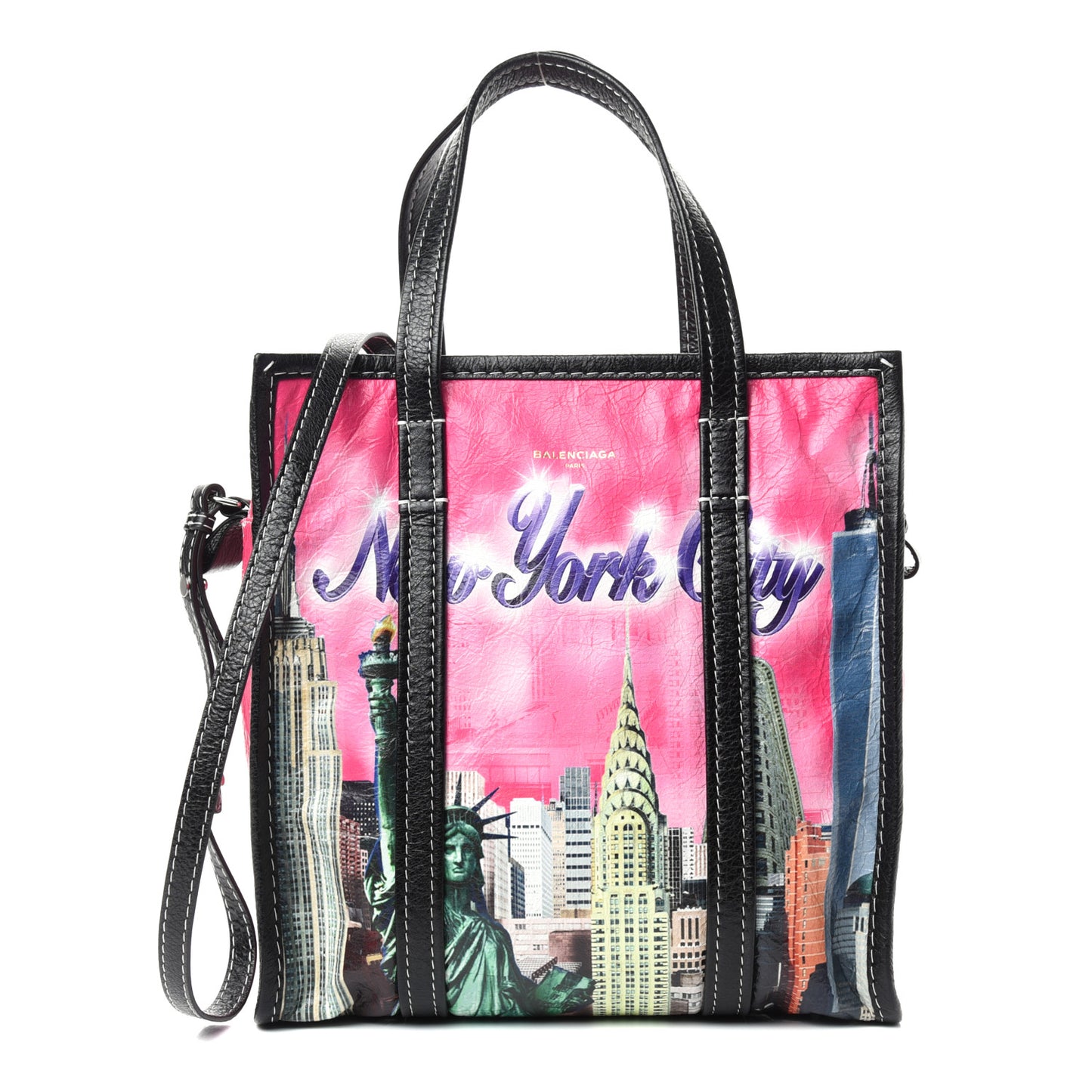 Agneau Arena NYC S Bazar Shopper Tote Rose Black Gris Rouge