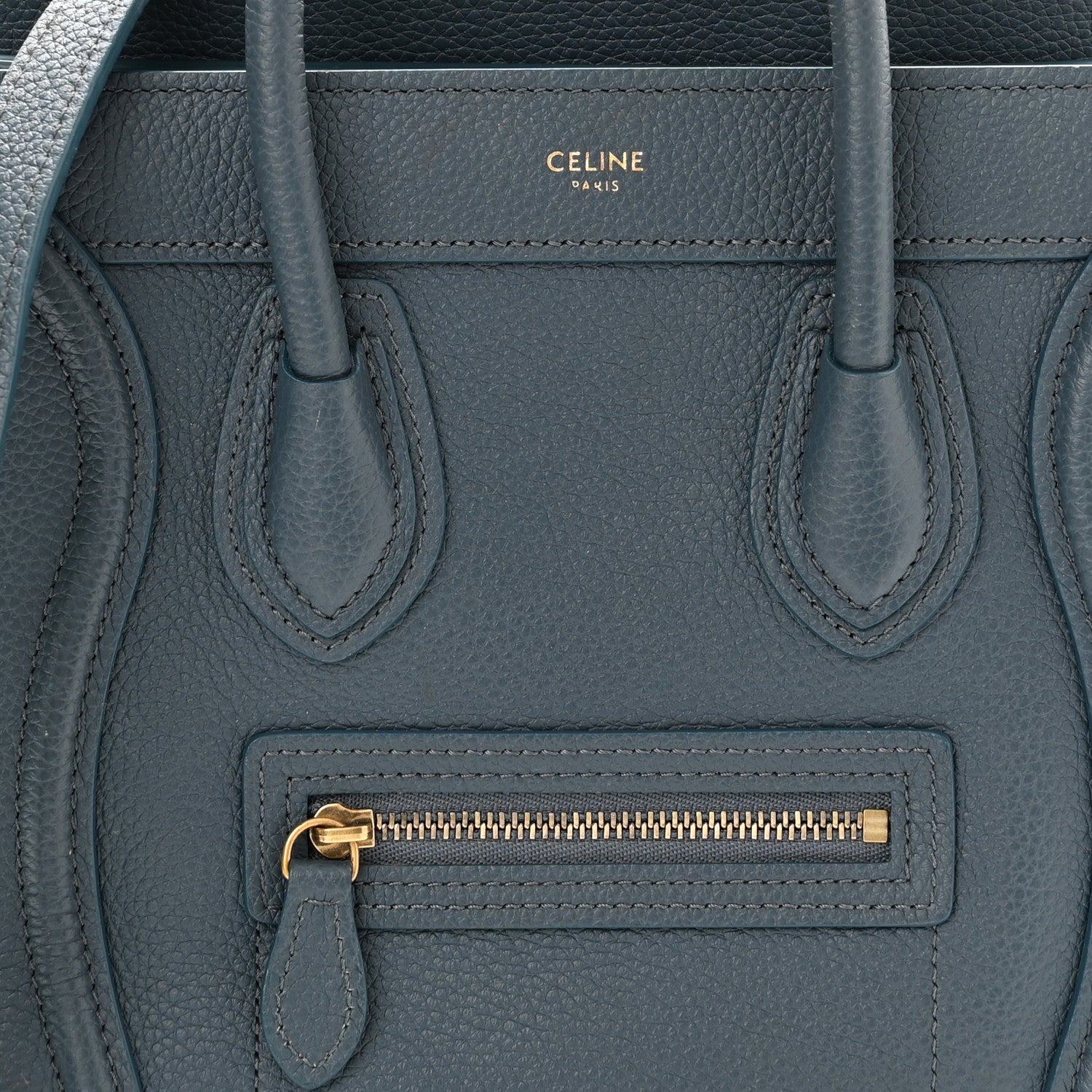 Celine Baby Drummed Calfskin Nano Luggage Petrol 8 of 15