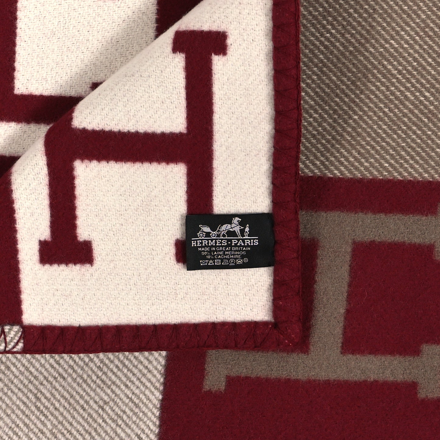 Wool Cashmere Avalon III Blanket Ecru Rouge H