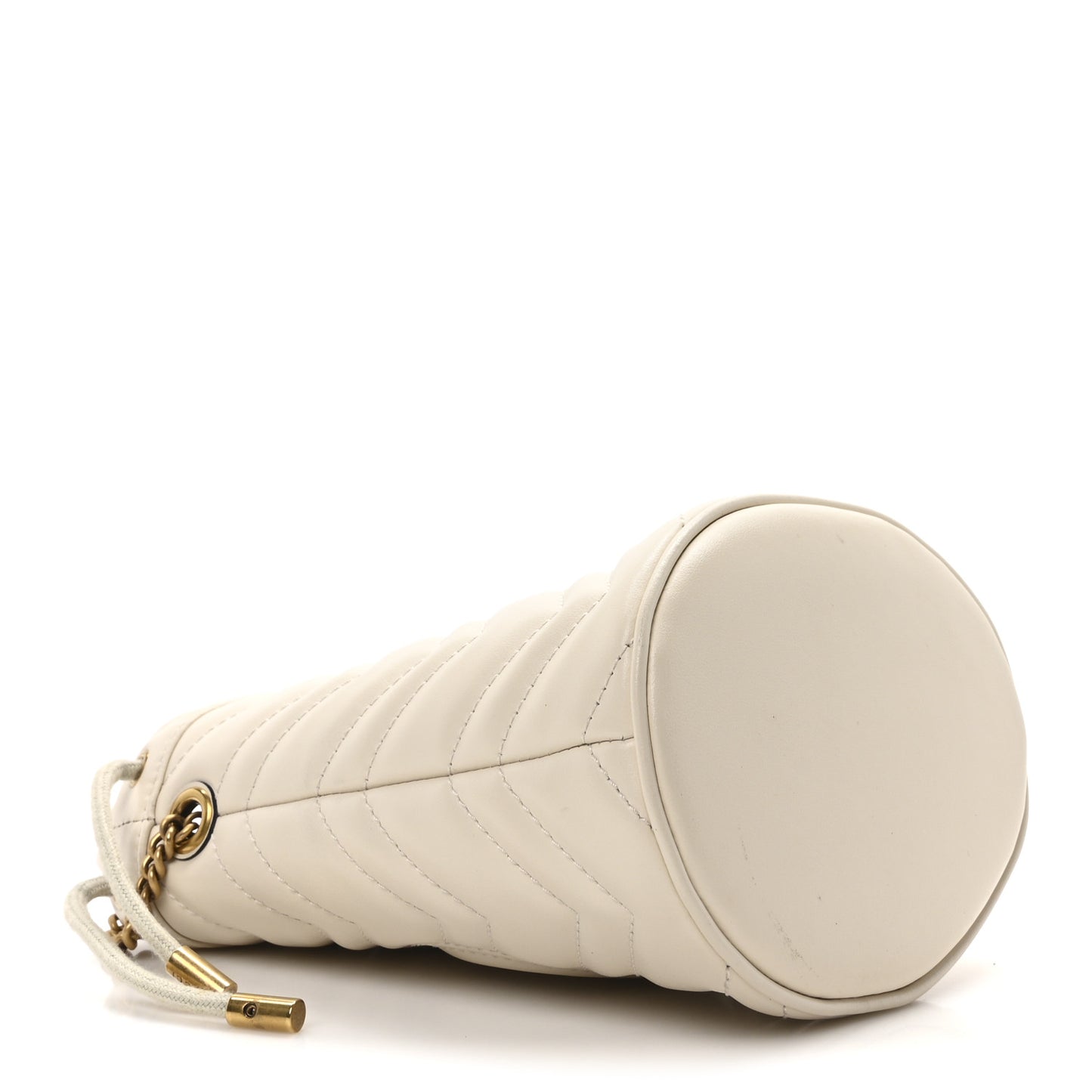 Calfskin Matelasse Mini GG Marmont 2.0 Bucket Bag White