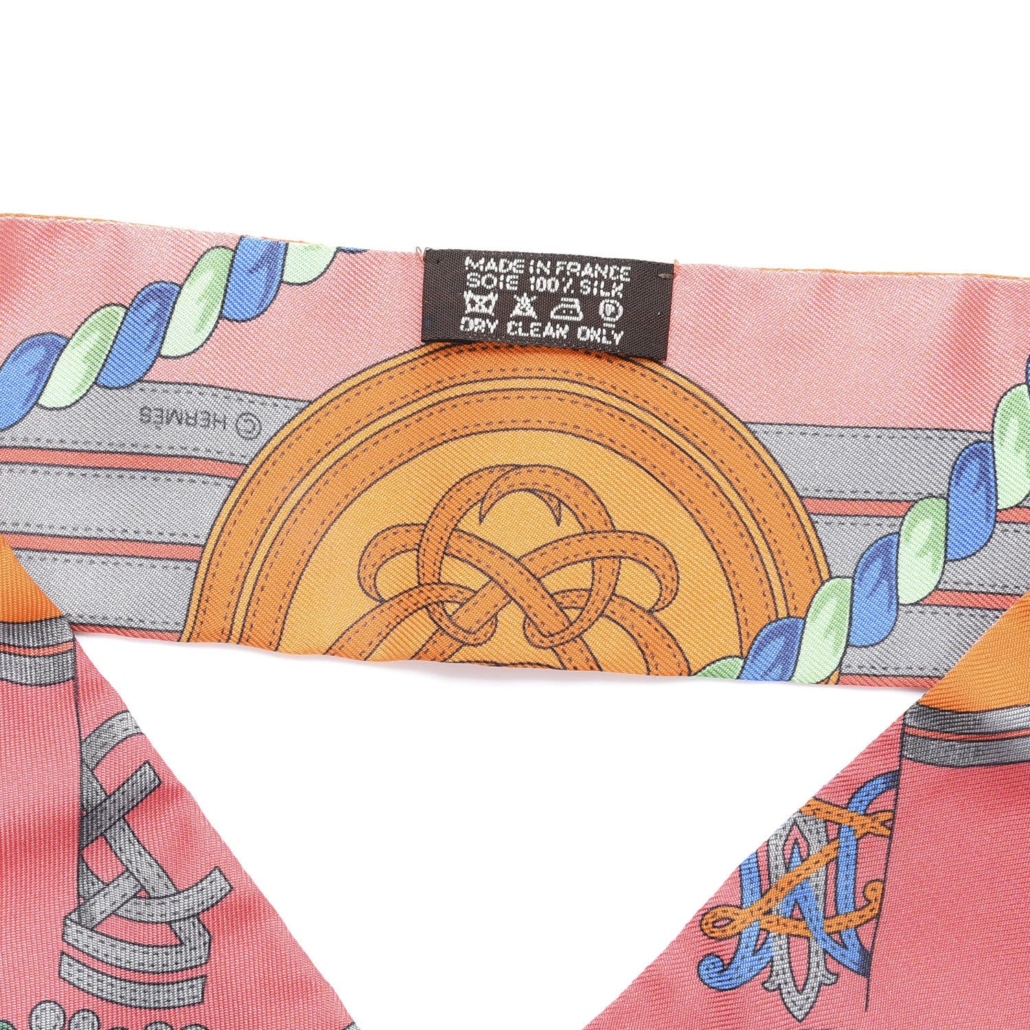 Hermes Silk Grande Tenue Twilly Vert Orange Corail 2 of 5