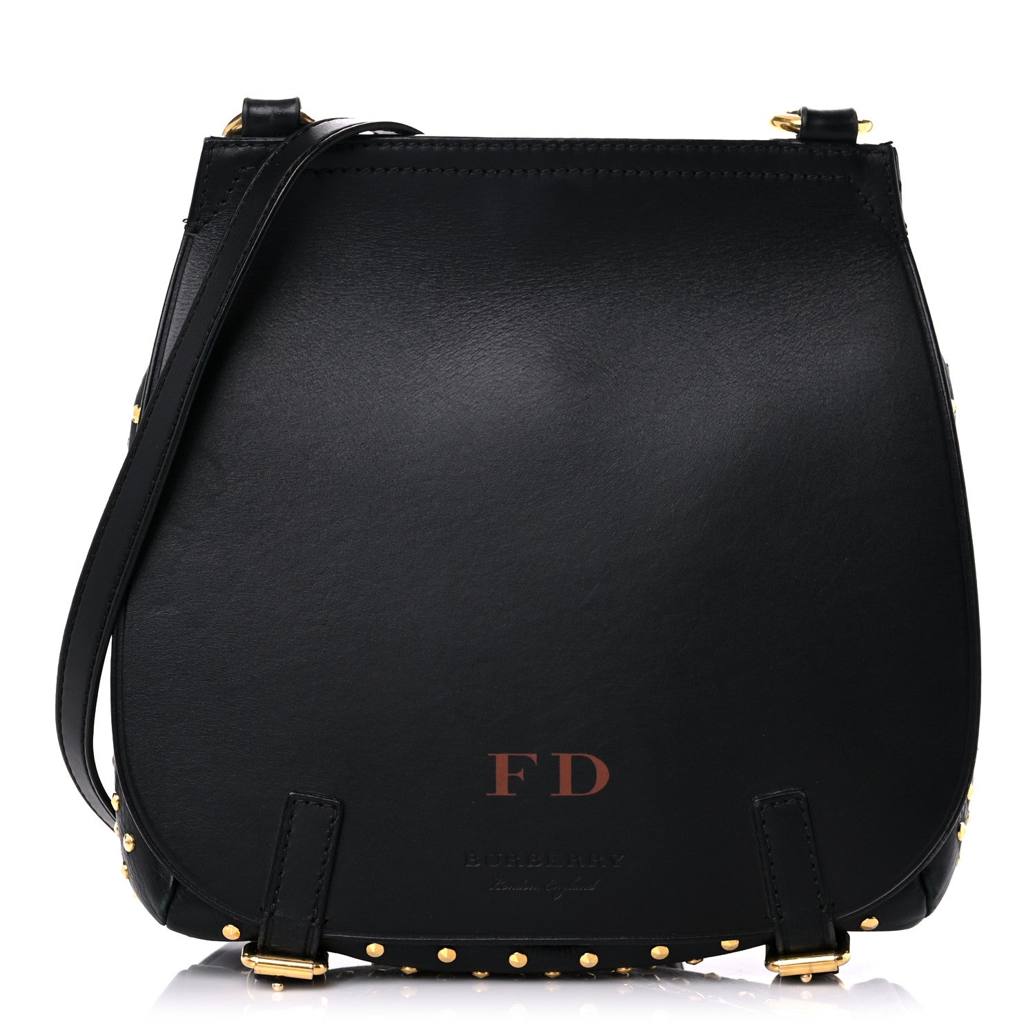 Burberry Calfskin Studded Bridle Saddle Bag Black 1 of 12