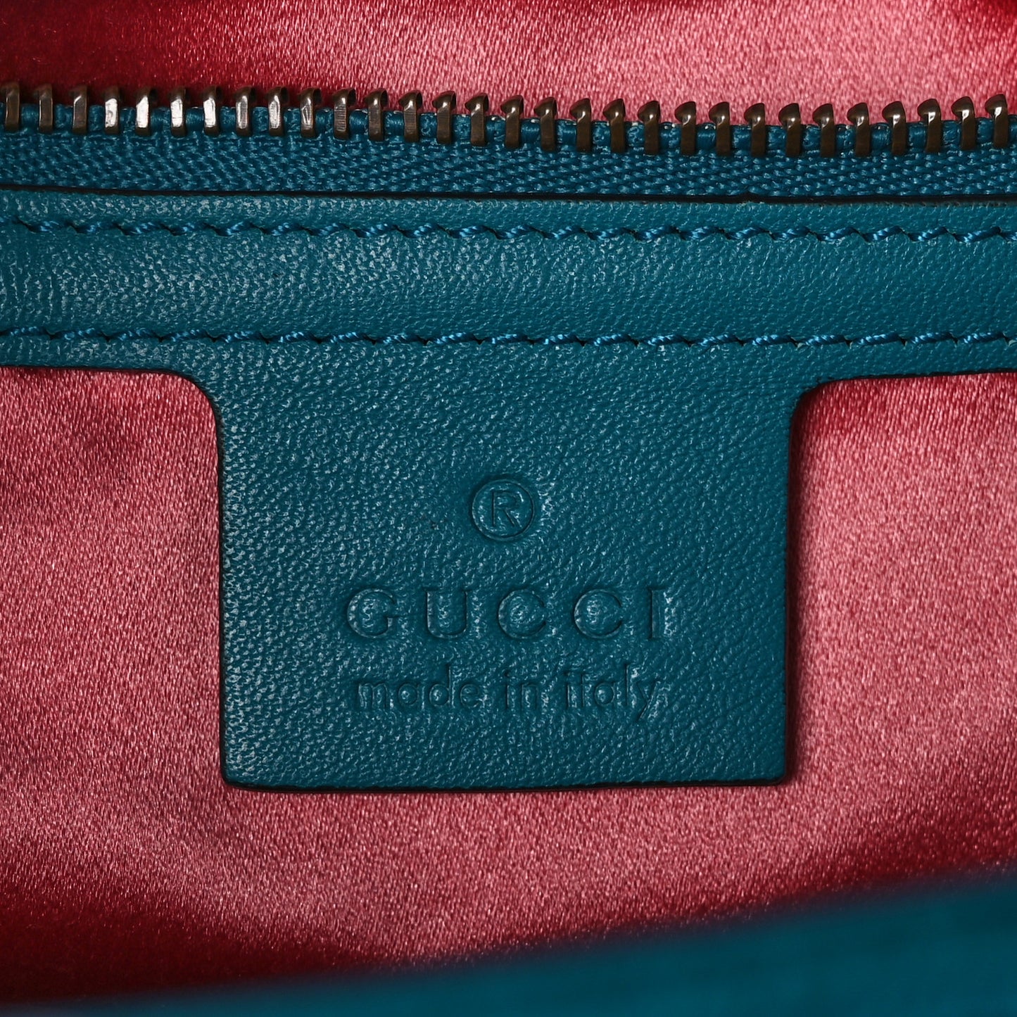 Velvet Matelasse Embroidered Small GG Marmont Shoulder Bag Pavone Cyan
