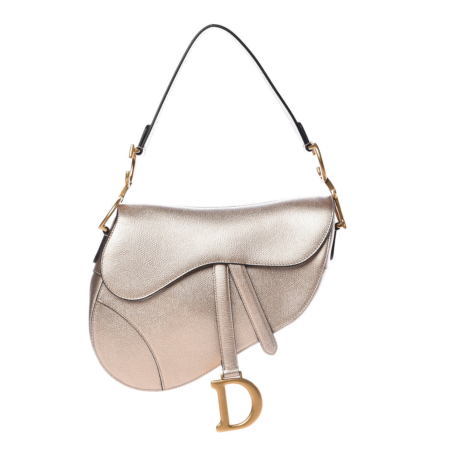 Christian Dior Metallic Grained Calfskin Saddle Bag Gold 474418