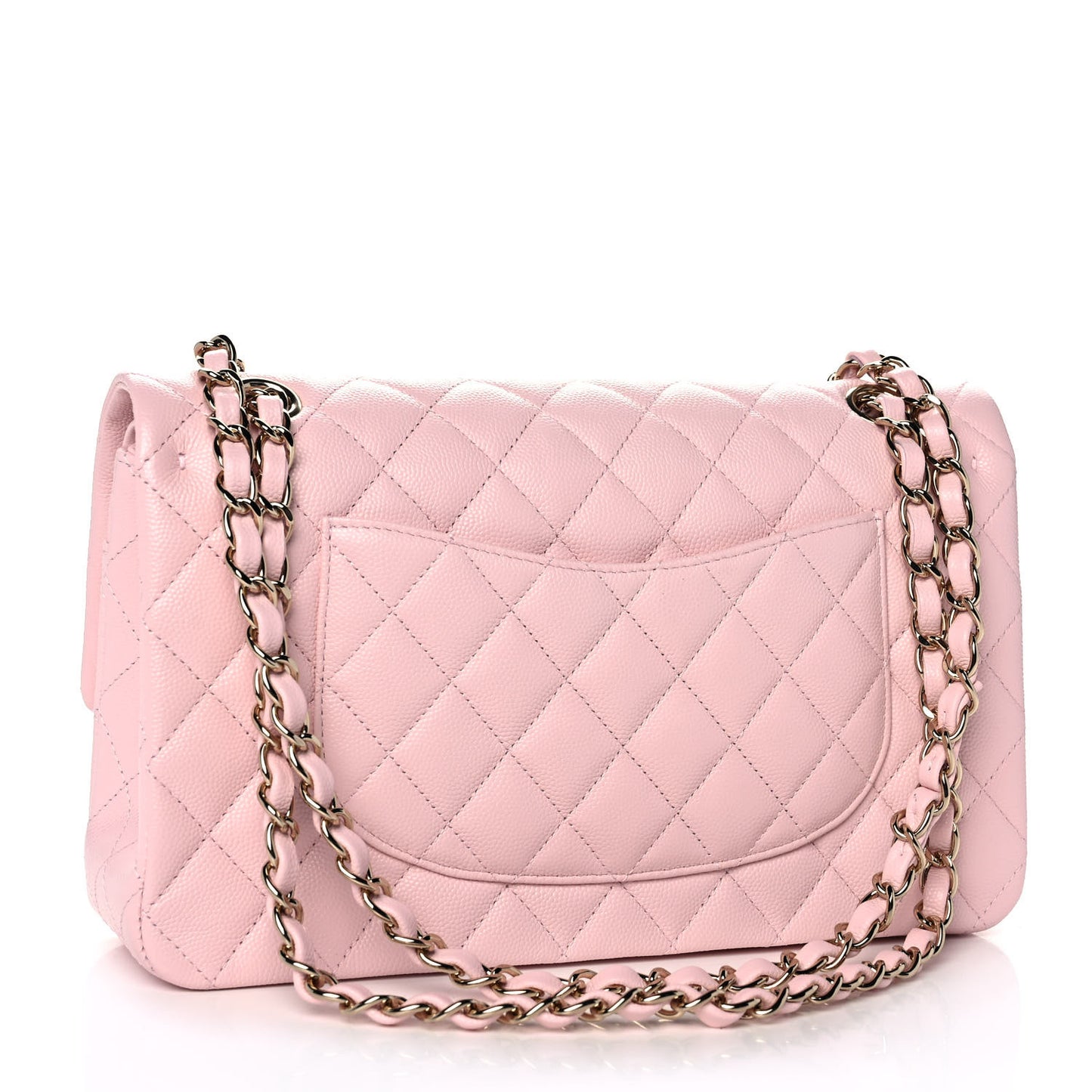 Caviar Quilted Medium Double Flap Light Pink