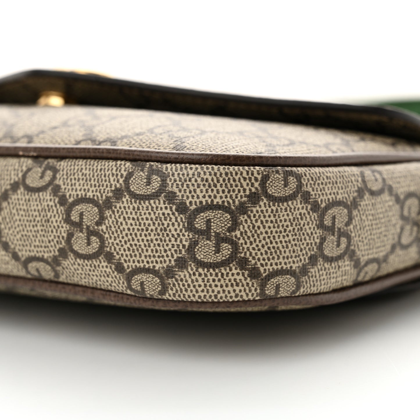 GG Supreme Monogram Textured Dollar Calfskin Web Mini Ophidia Envelope Shoulder Bag Beige Ebony