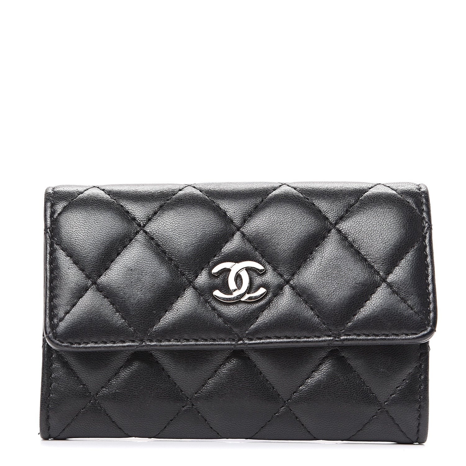 Chanel Lambskin Quilted Flap Card Holder Black 1 of 9