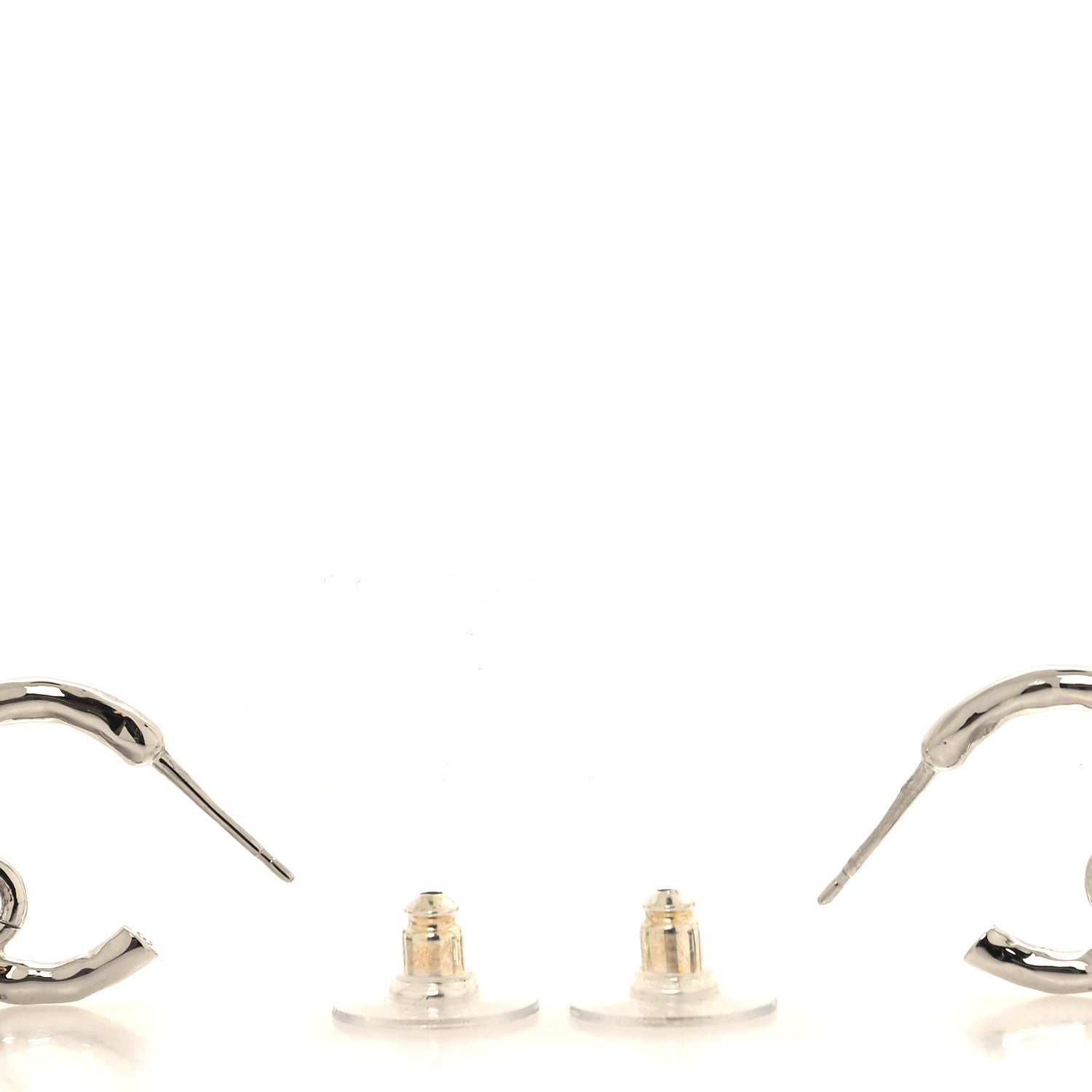 Chanel Pearl Crystal CC Heart Drop Earrings Silver 3 of 5