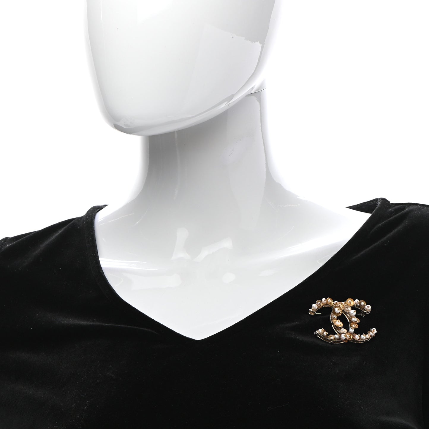 Pearl Camelia CC Brooch Gold
