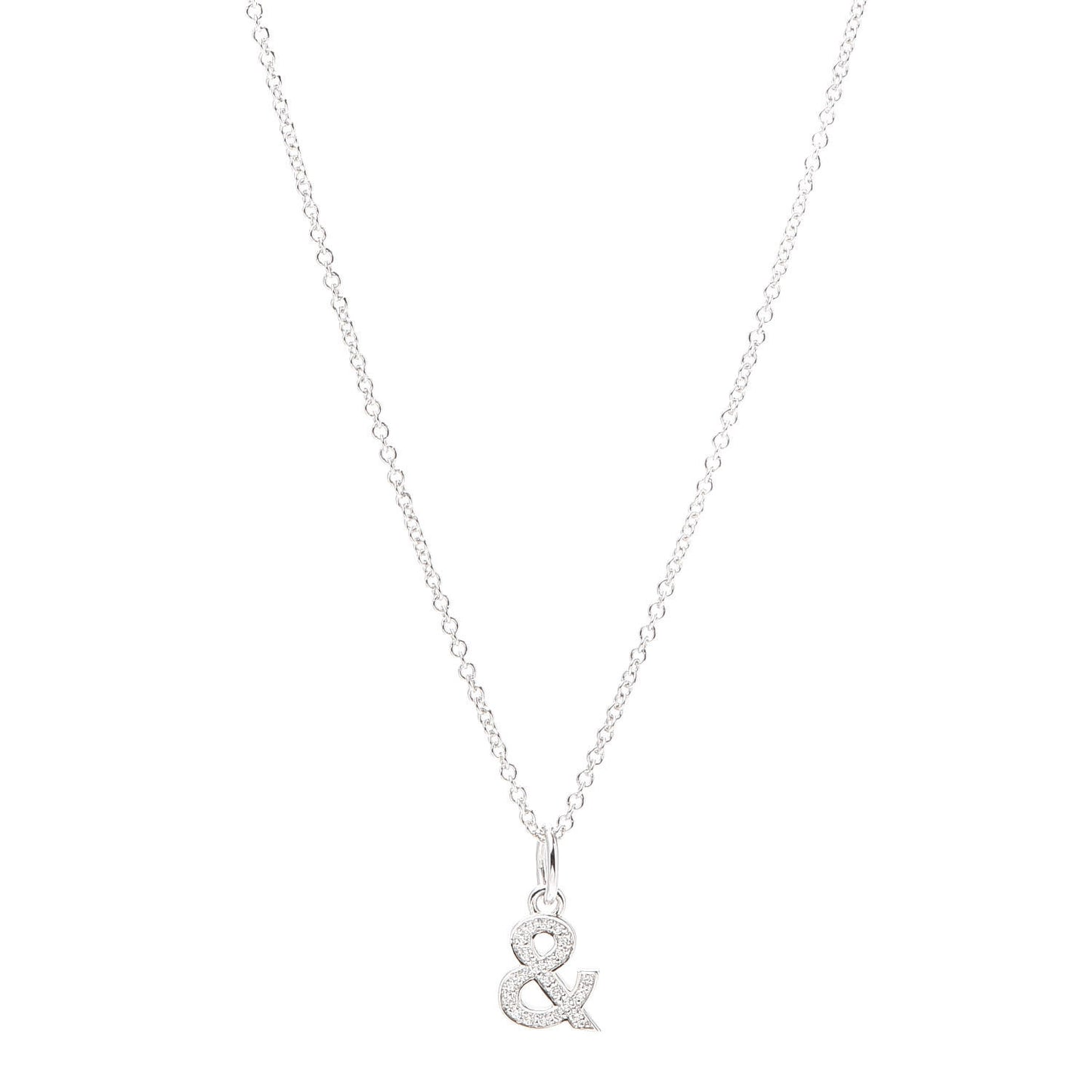 18K White Gold Diamond Small Ampersand Pendant Necklace