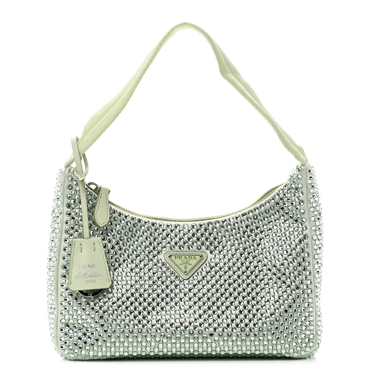 PRADA Re-Edition 2000 クリスタルバッグ Prada Satin Crystal Mini Re-Edition 2000 Bag Acqua 1860304
