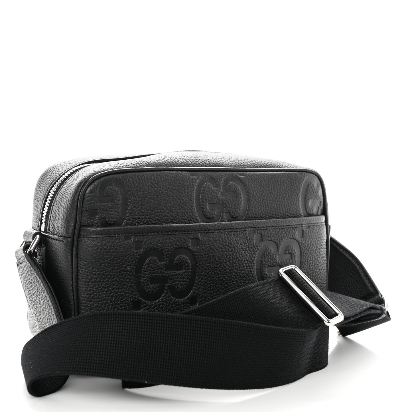 Piuma Calfskin Jumbo GG Embossed Medium Messenger Bag Black