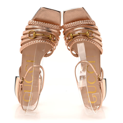 Metallic Nappa Braided Ketty Horsebit Sandals 36 Salmone
