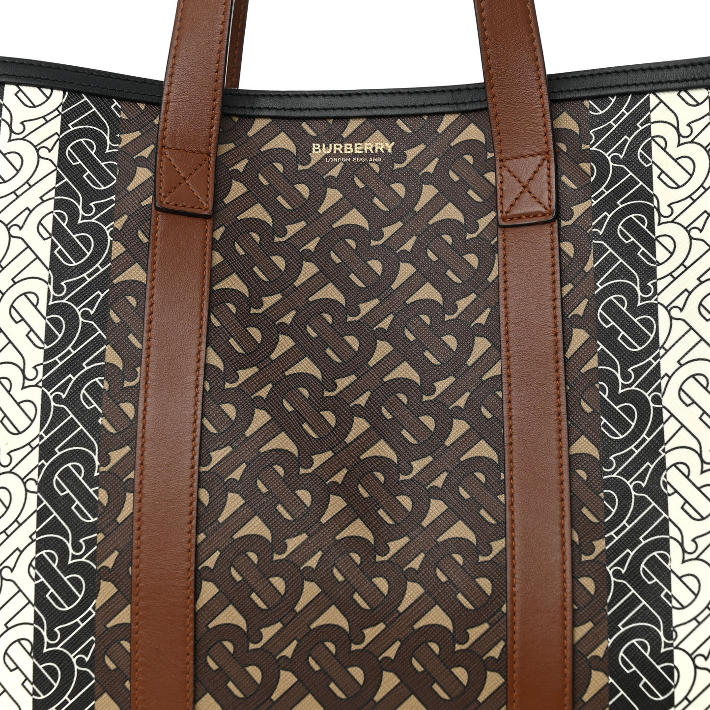 E-Canvas Monogram Stripe Book Tote Bridle Brown