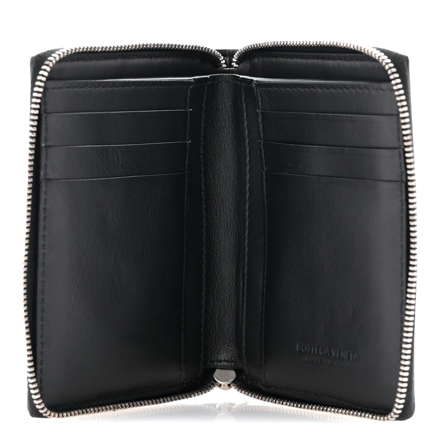 Calfskin Maxi Intreccio Zip Around Wallet Black