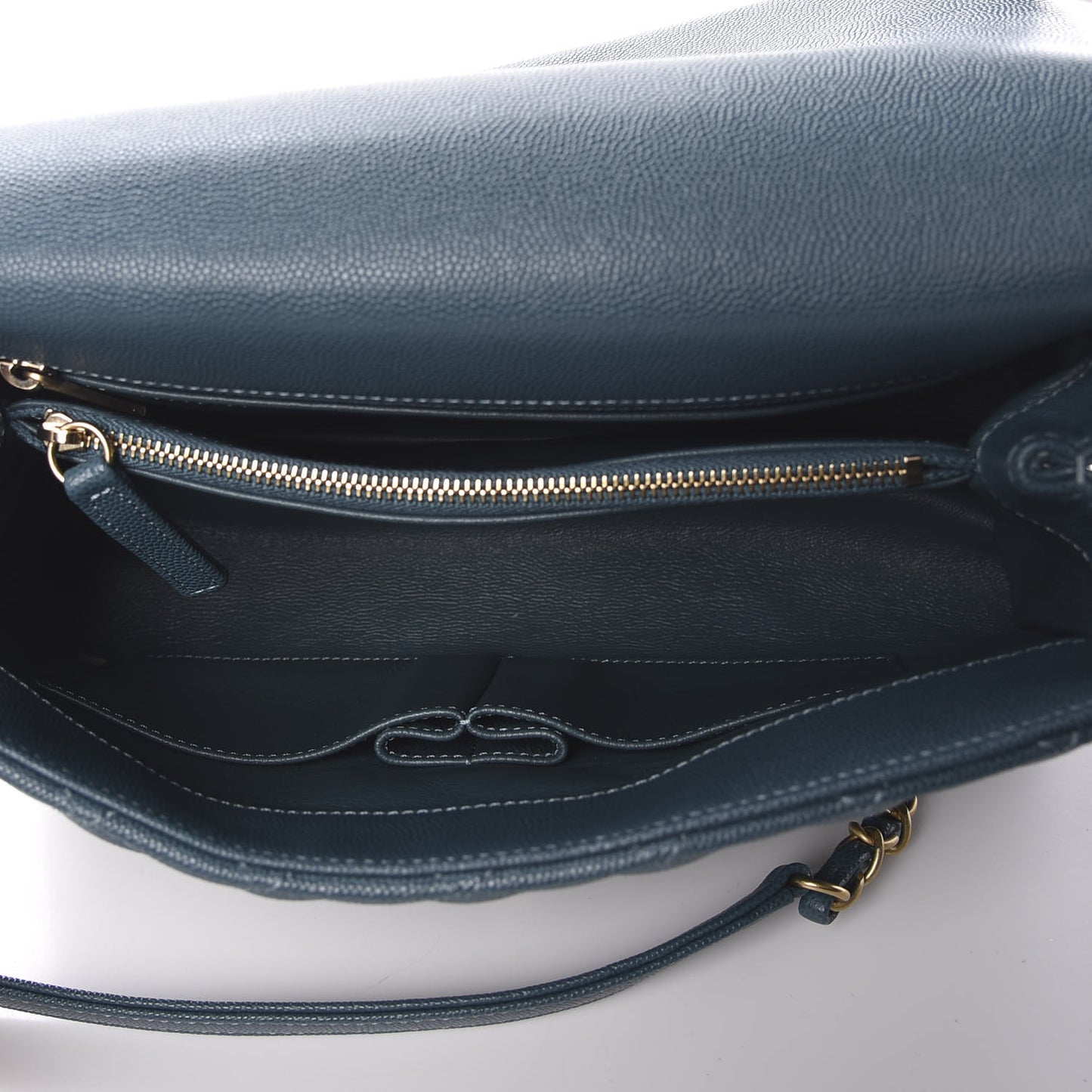 Caviar Lizard Quilted Small Coco Handle Flap Blue