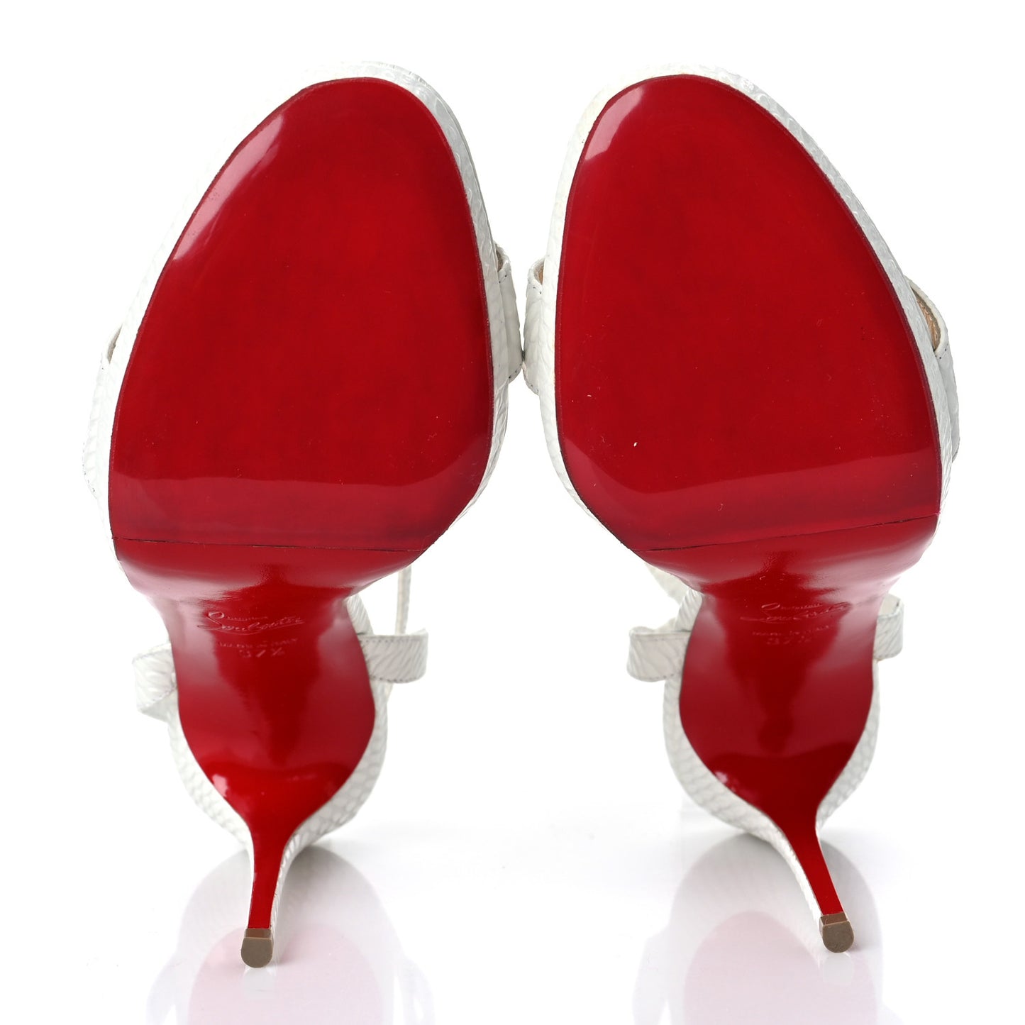 Calfskin Jurassic Loubi Queen 120 Pumps 37.5 White