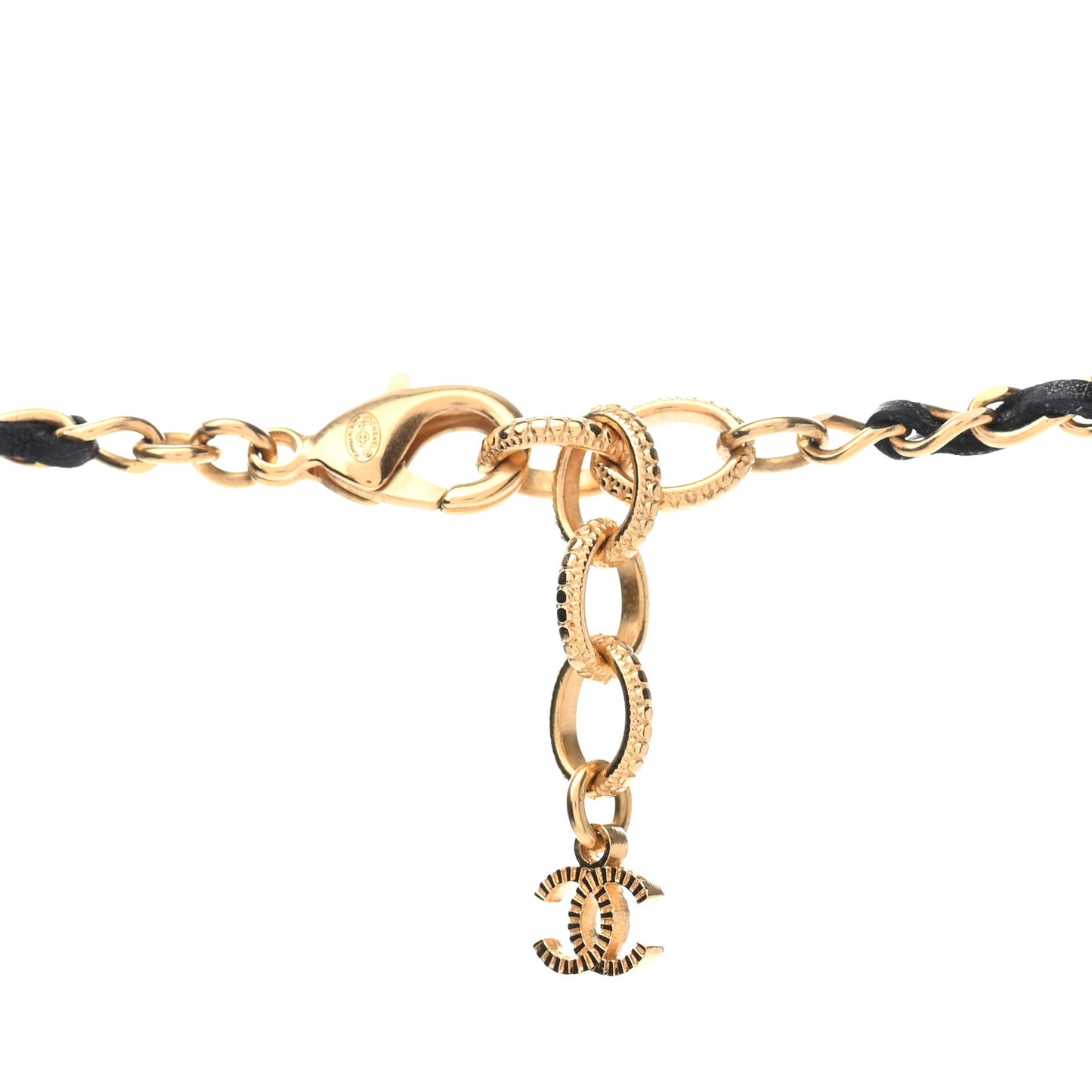 Crystal Pearl Perfume Bottle CC Necklace Black Gold
