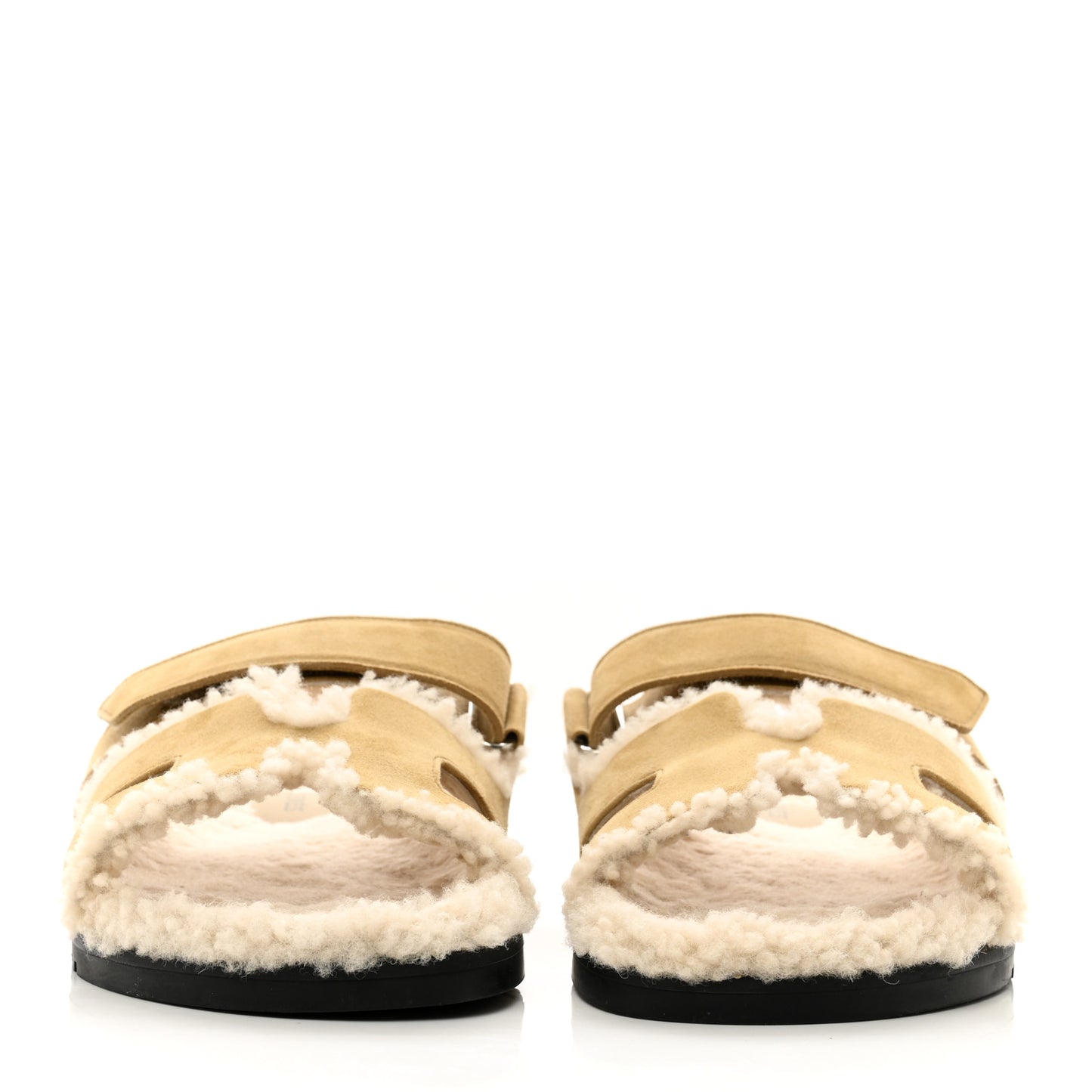 Suede Goatskin Woolskin Womens Chypre Sandals 38 Golden Beige