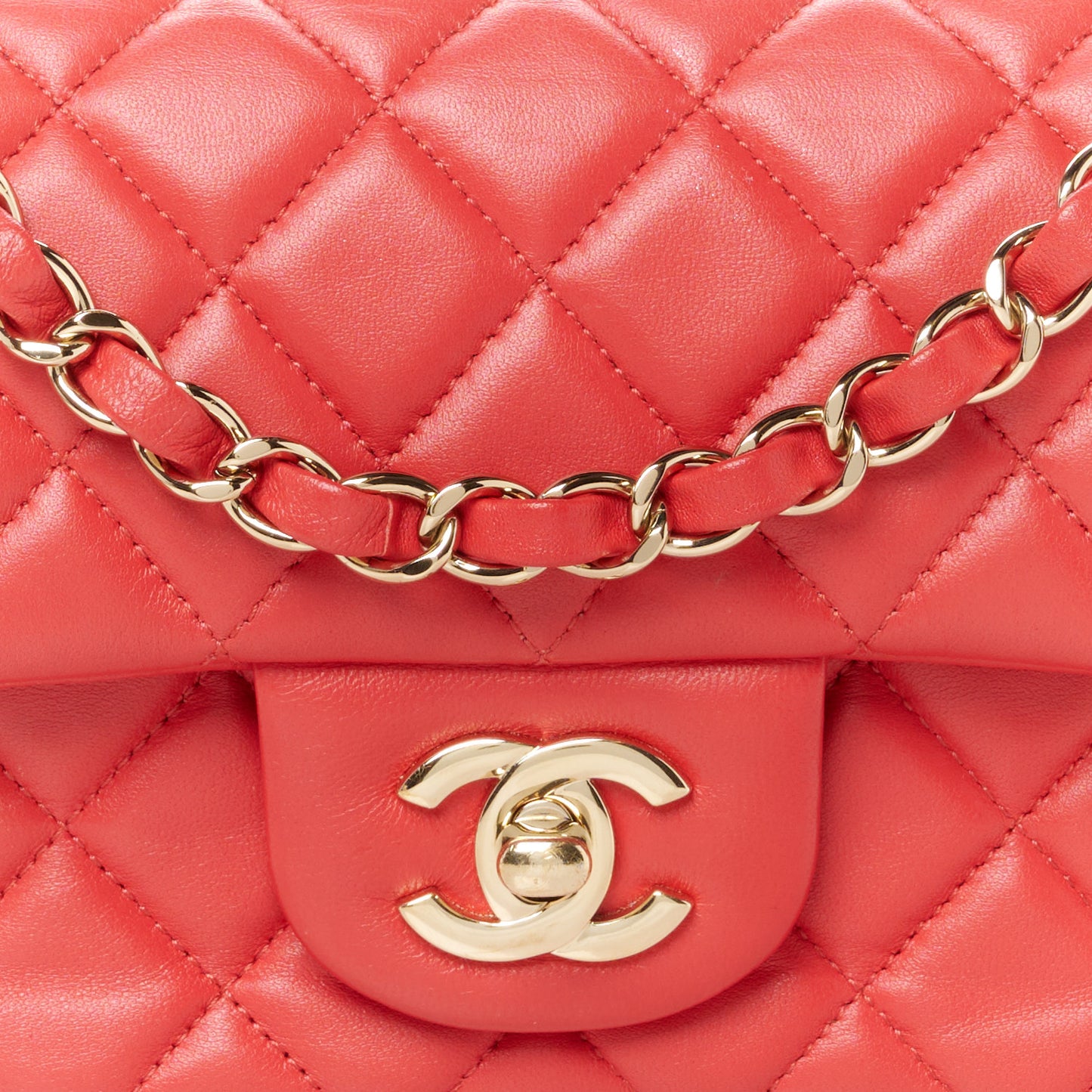 Lambskin Quilted Mini Rectangular Flap Pink