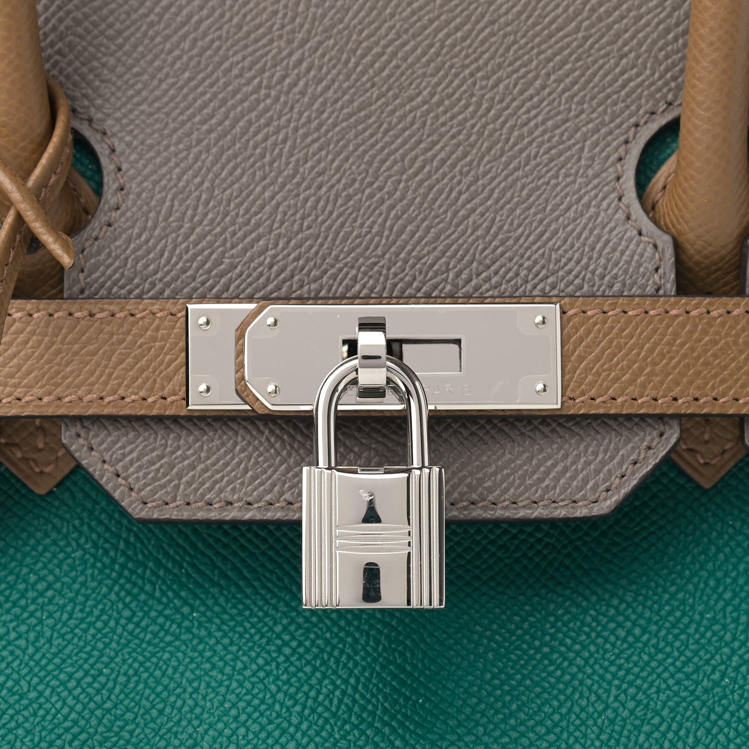 Hermes Epsom Horseshoe Birkin 30 Malachite Etain Caramel 8 of 10