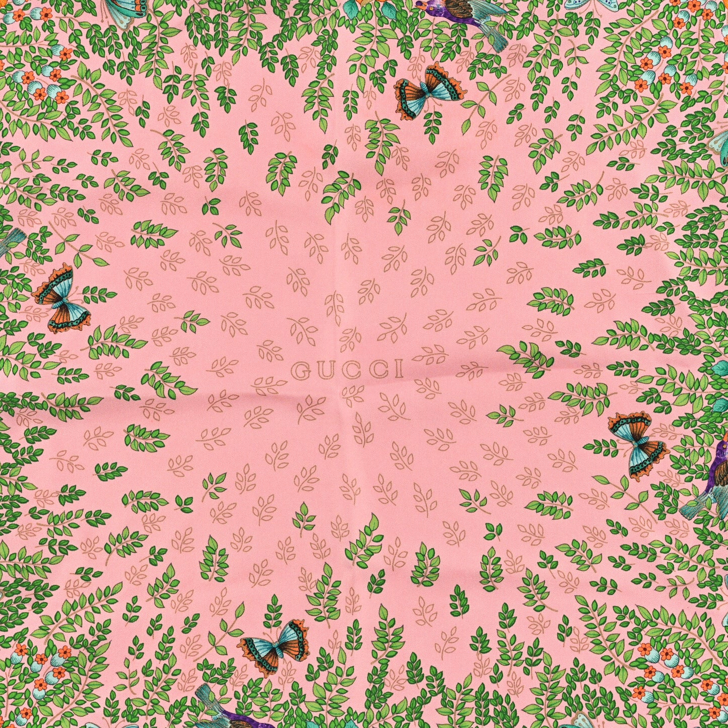 Silk Floral Square Scarf Pink Multicolor