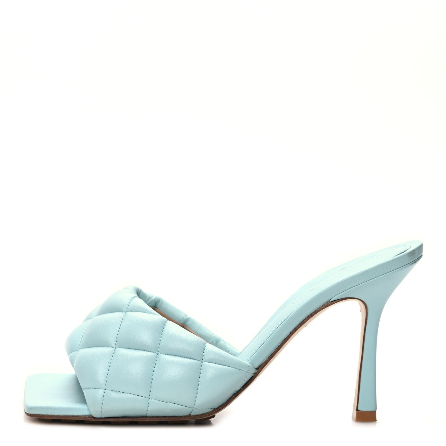 Nappa Matelasse Padded Mule Sandals 37.5 Topazio