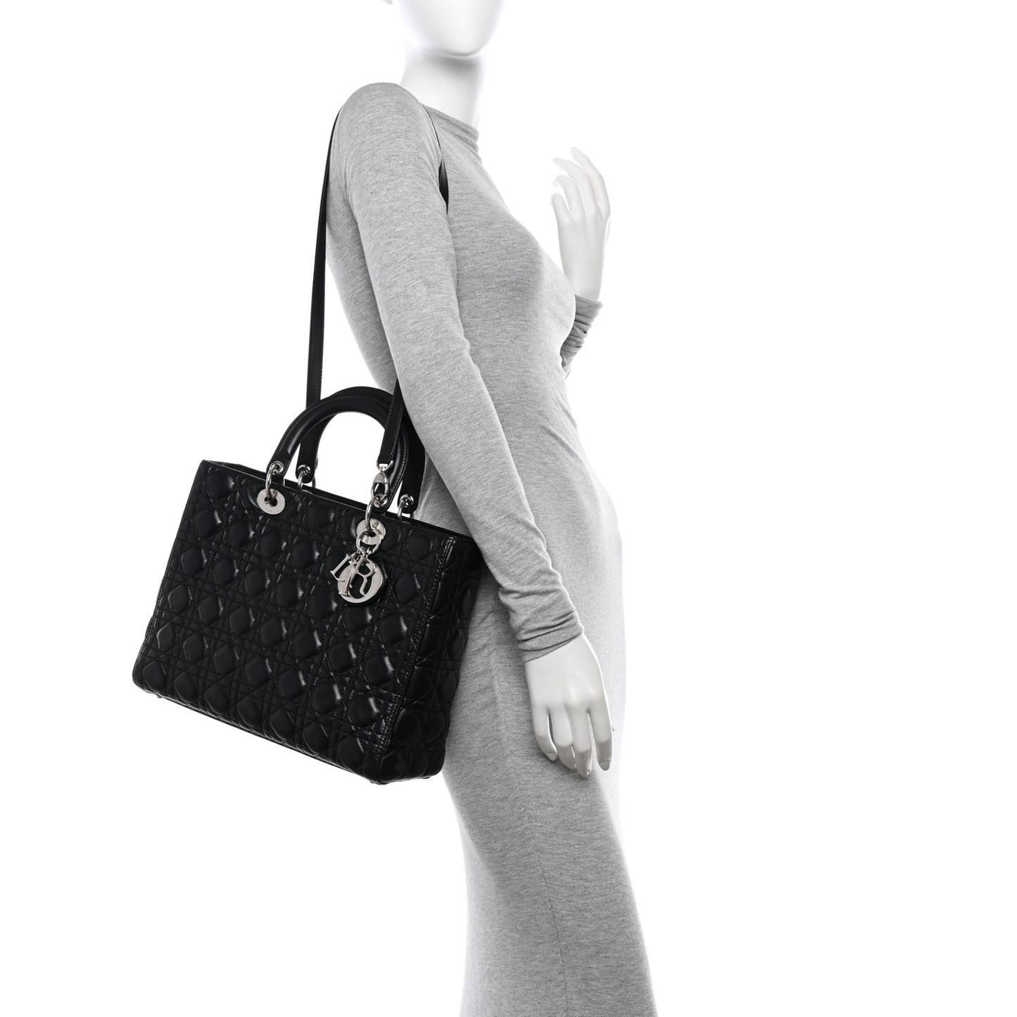 Lambskin Cannage Large Lady Dior Black
