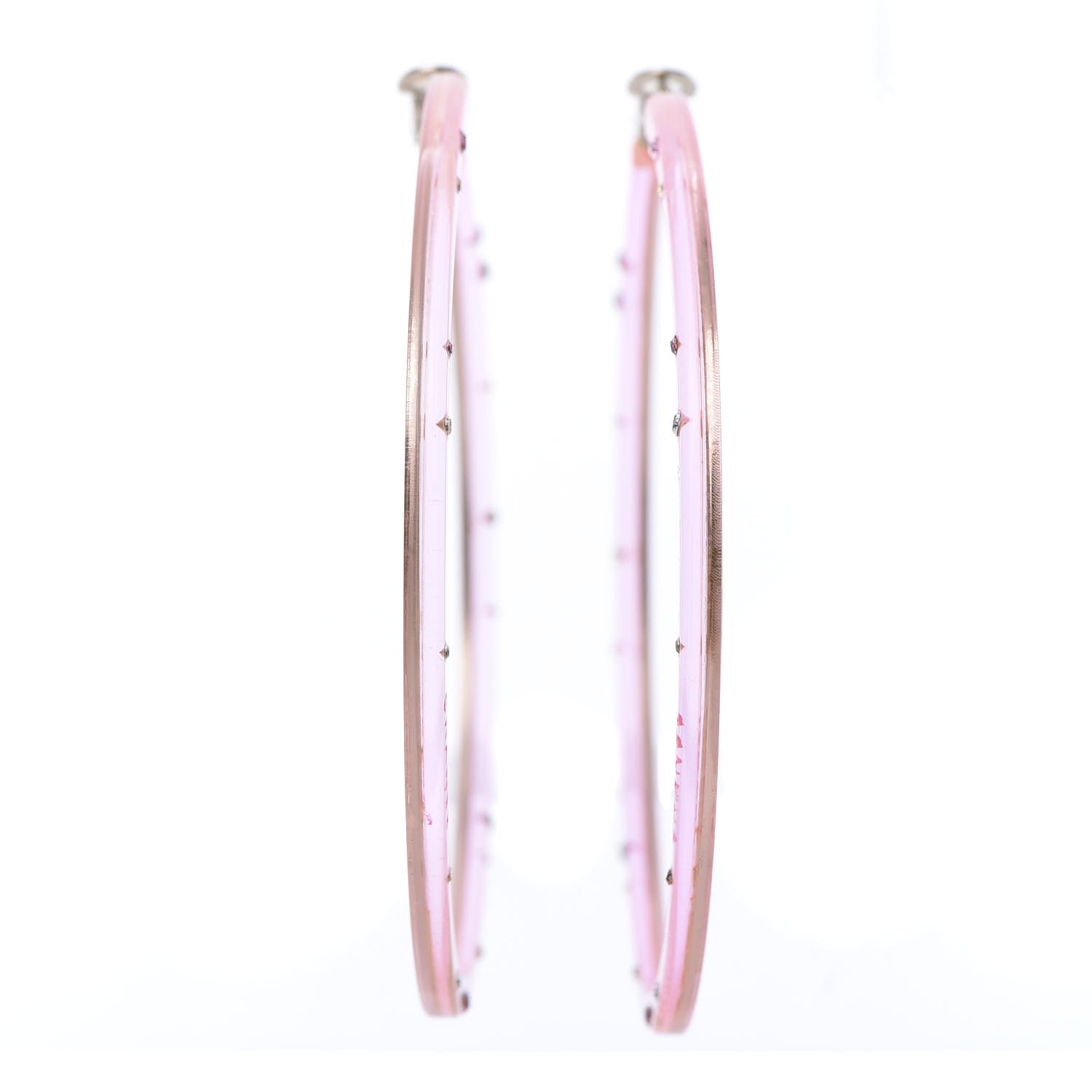 Chanel Crystal Hoop Earrings Pink Multicolor 1 of 6