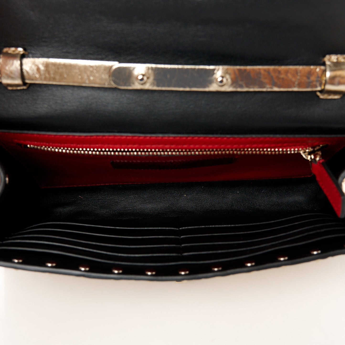 Metallic Nappa Rockstud Spike Wallet on Chain Mekong