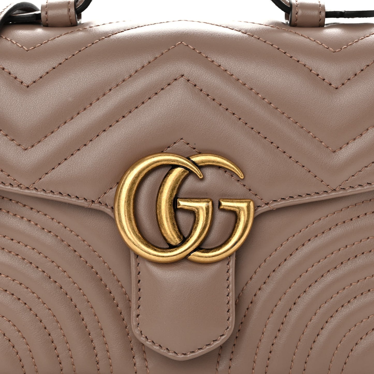 Calfskin Matelasse GG Marmont Top Handle Shoulder Bag Porcelain Rose