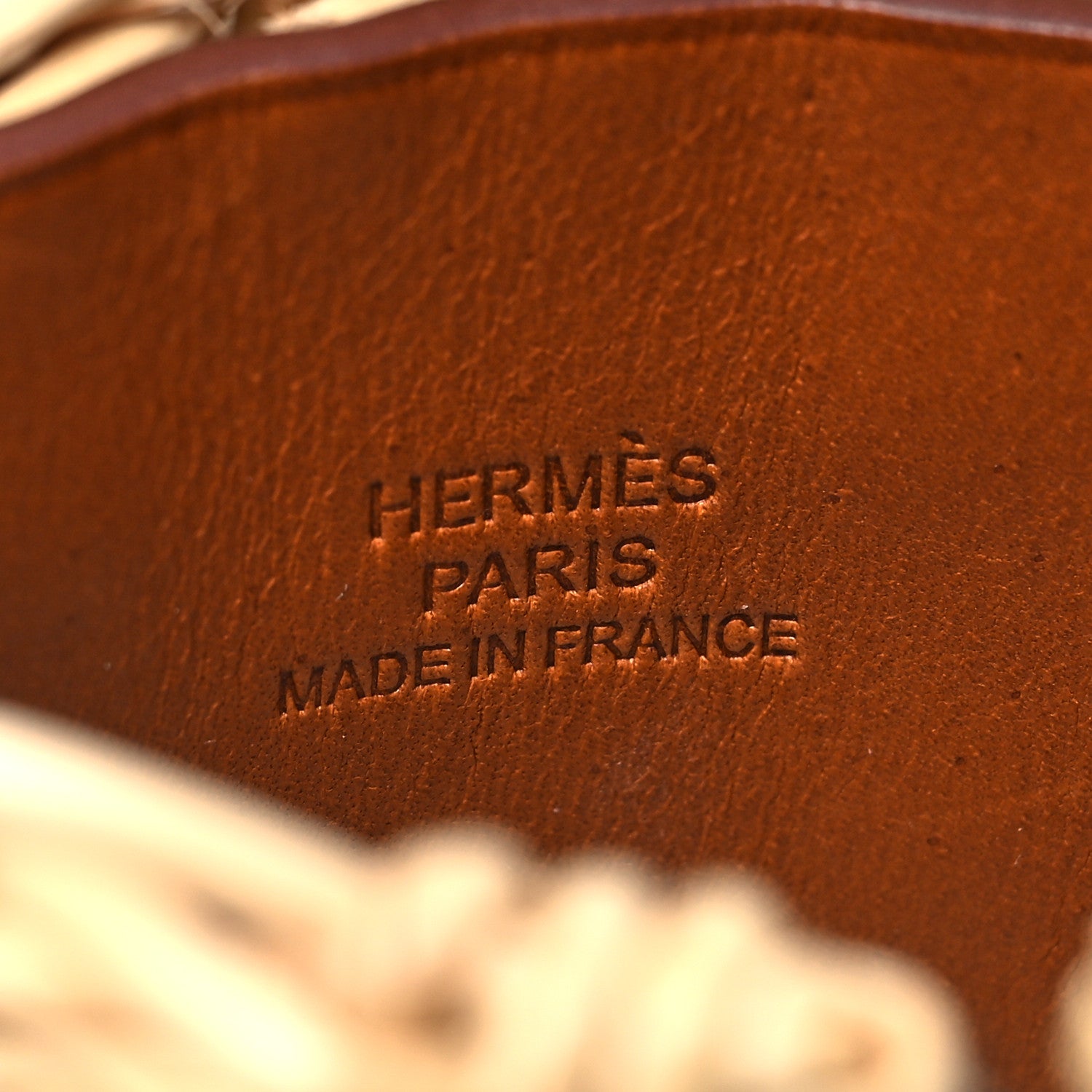 Hermes Wicker Barenia Medor Picnic Cuff Bracelet T2 Fauve 4 of 7