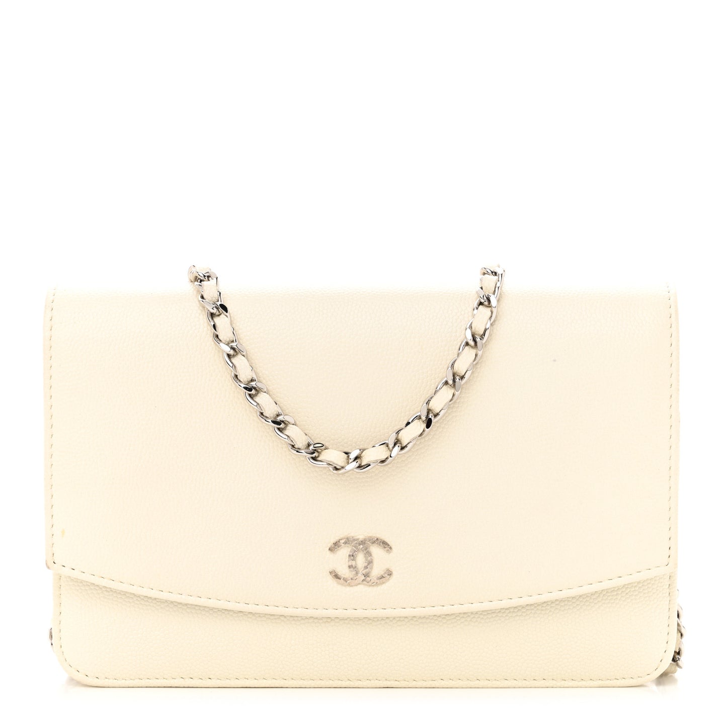 Metallic Caviar Sevruga Wallet on Chain WOC White