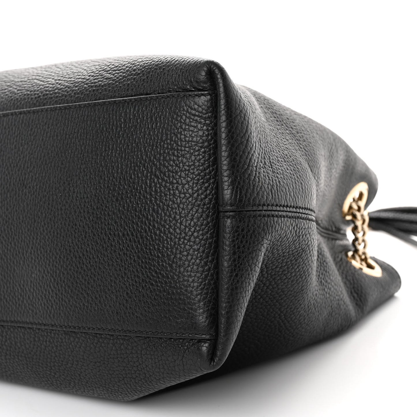 Pebbled Calfskin Medium Soho Chain Shoulder Bag Black