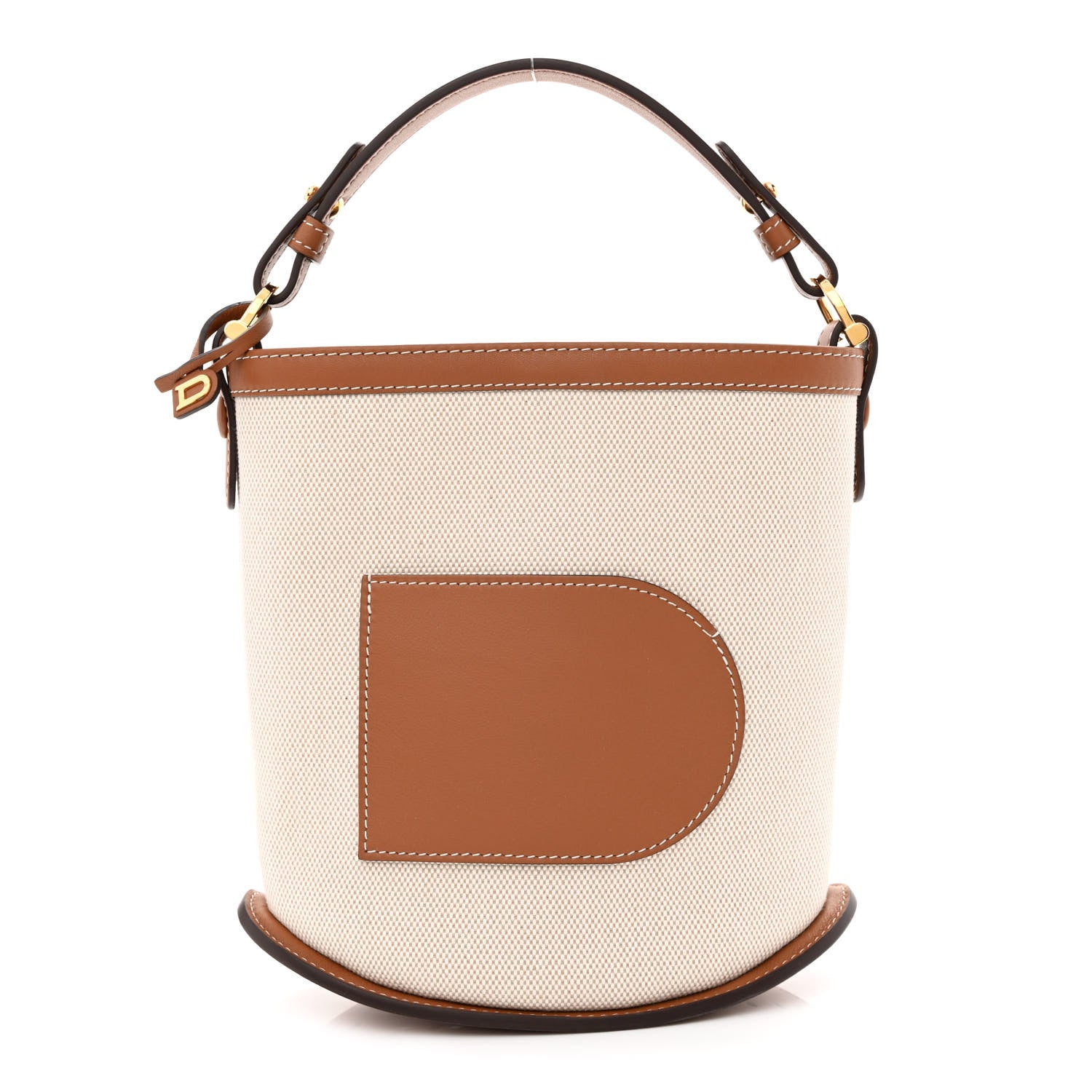 Delvaux Linen Canvas Supple Calfskin Mini Pin Daily Surpique Bucket Naturel 1 of 12