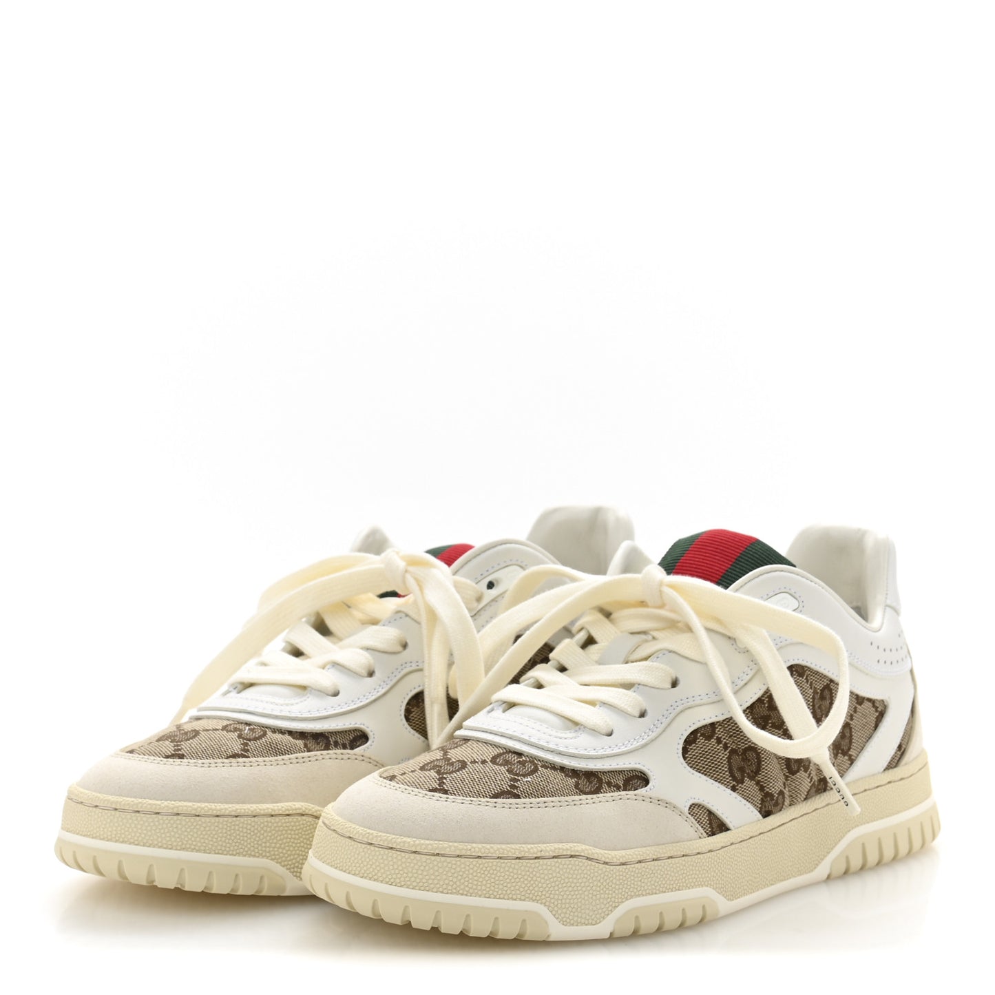 Calfskin GG Monogram Re-Web Womens Sneakers 39 White Beige Ebony