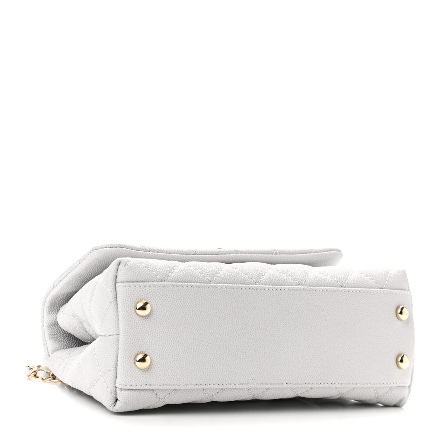 Caviar Quilted Mini Coco Handle Flap Light Grey