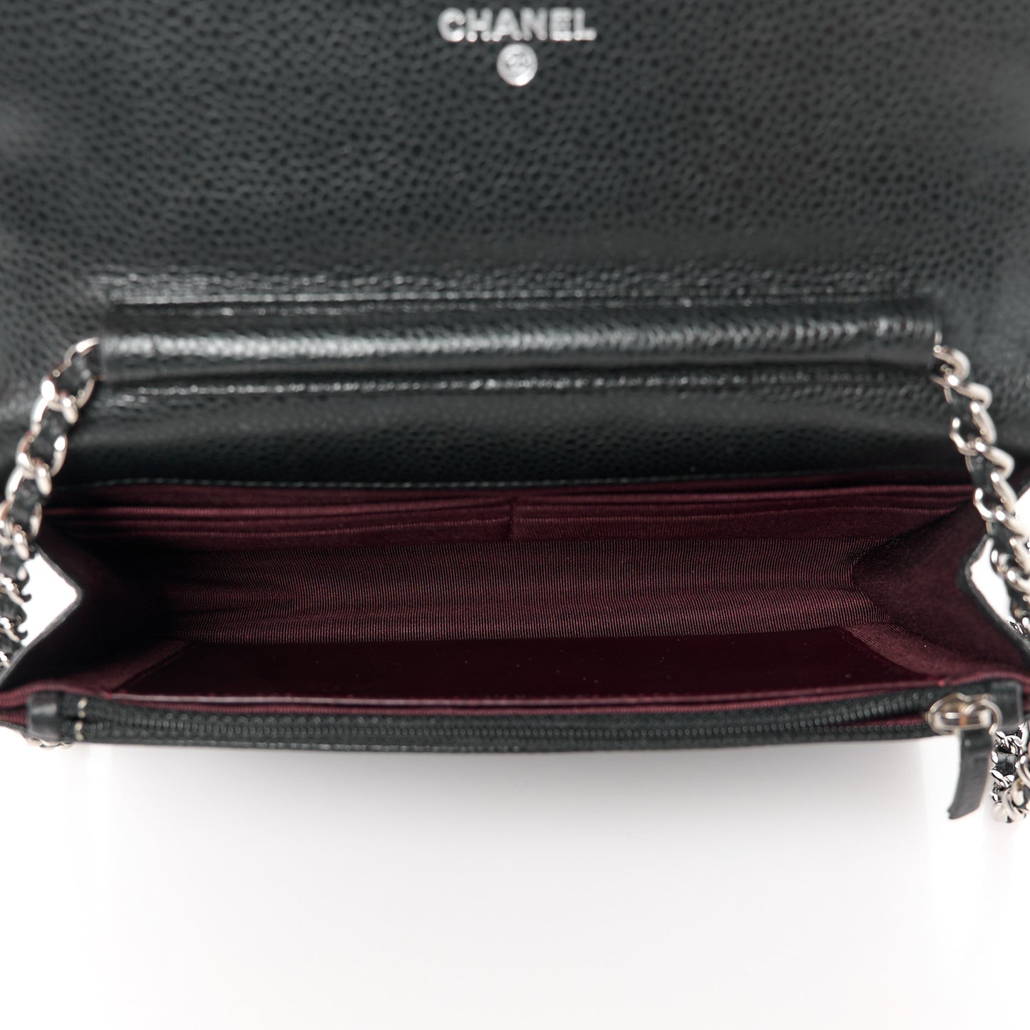 Caviar Quilted Wallet on Chain WOC Black