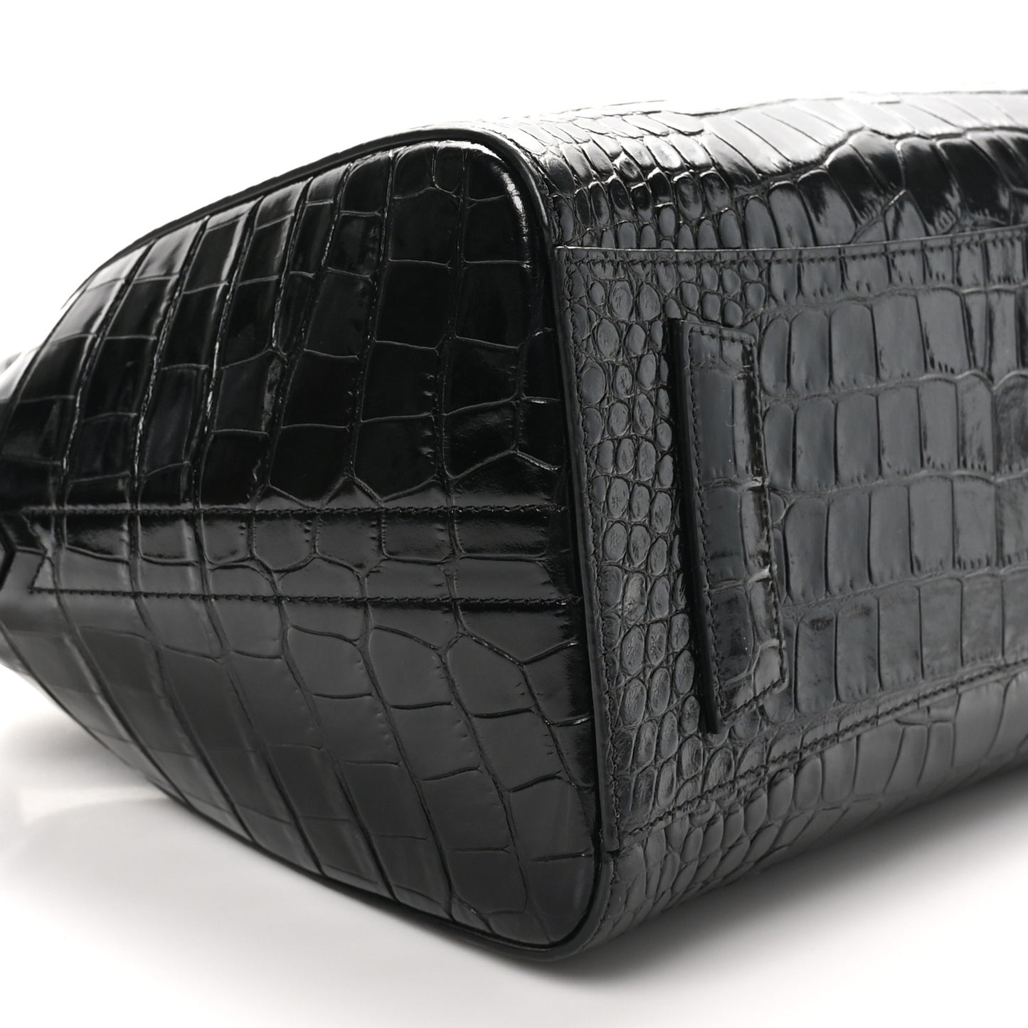Calfskin Crocodile Embossed Small Antigona Black